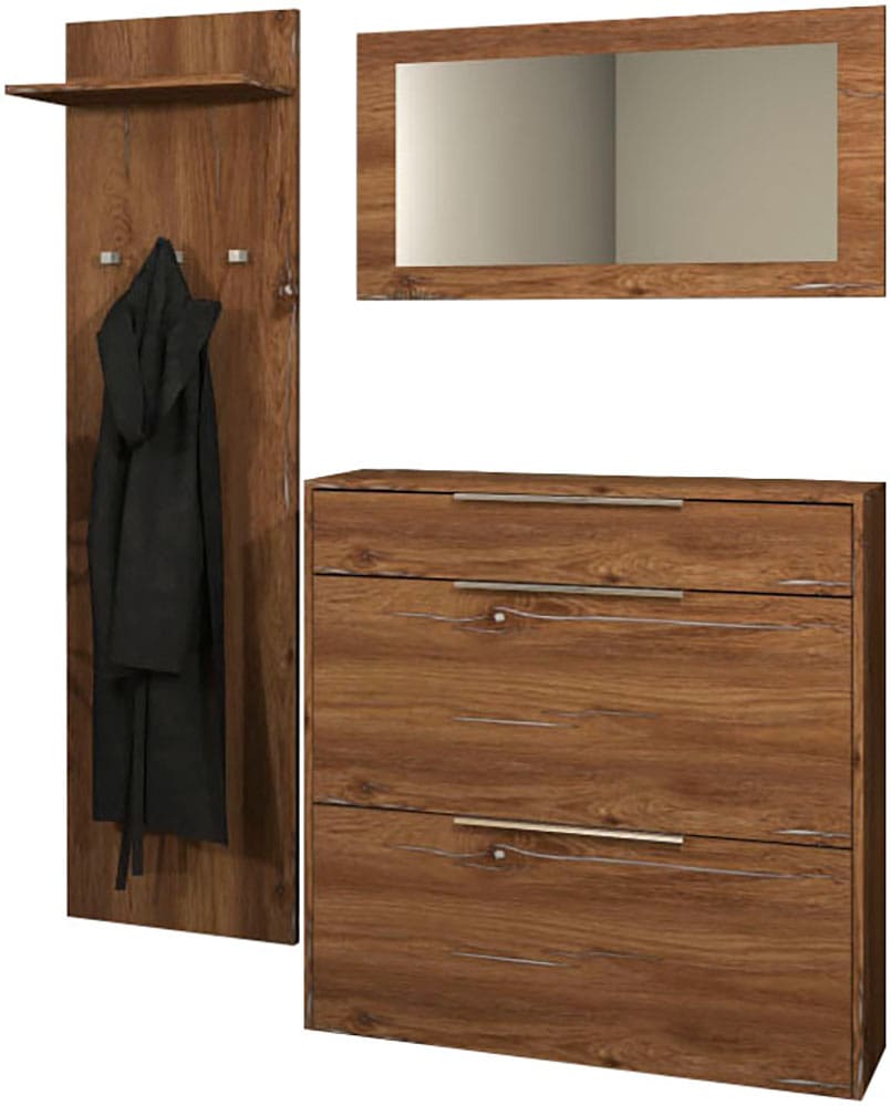 borchardt Möbel Garderoben-Set "Oliva, Hängeschuhschrank, Spiegel, Garderobenpaneel" 3 Stk. tlg.