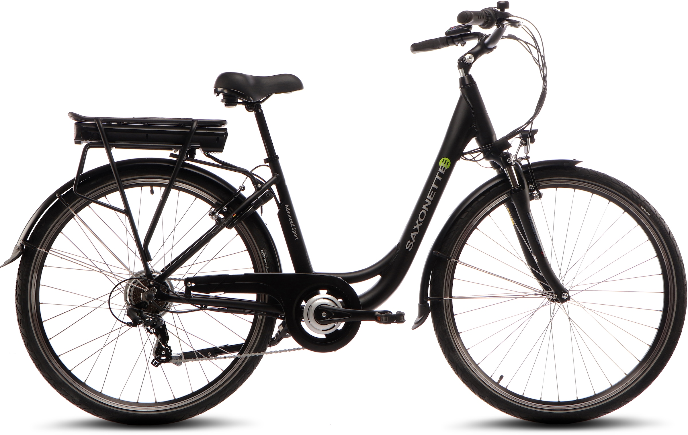 SAXONETTE E-Bike "Advanced Sport", 7 Gang, Shimano, SHIMANO Tourney, Heckmotor 250 W, (mit Akku-Ladegerät u. integr. Rah