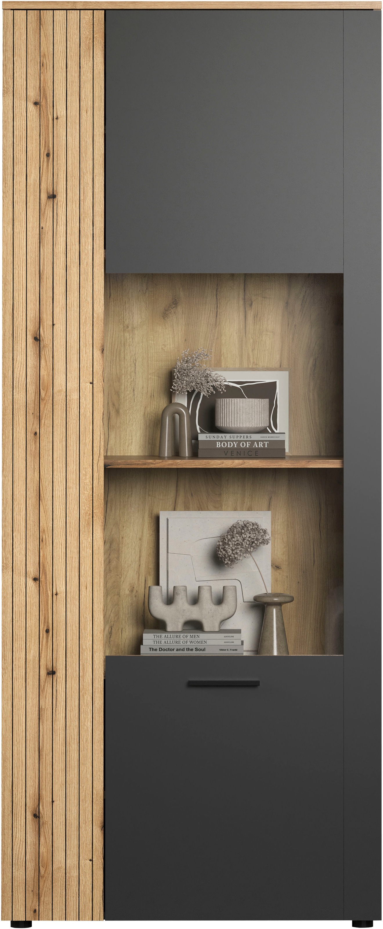 Home affaire Standvitrine »Estepona« 1 Stk. tlg. Standvitrine mit 2 Türen - (B/T/H) 80/42/195 cm