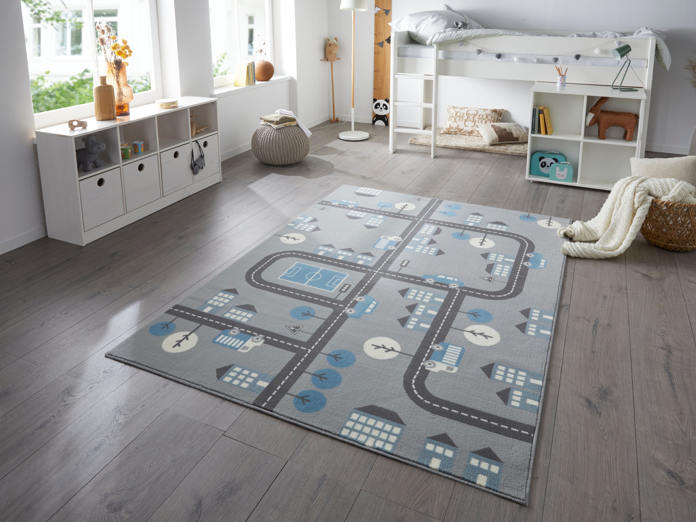 HANSE Home Teppich »Town«, rechteckig, 0,9 mm Höhe, Kurzflor, Kinderteppich, Spielteppich, Straßen Design, Kinderzimmer