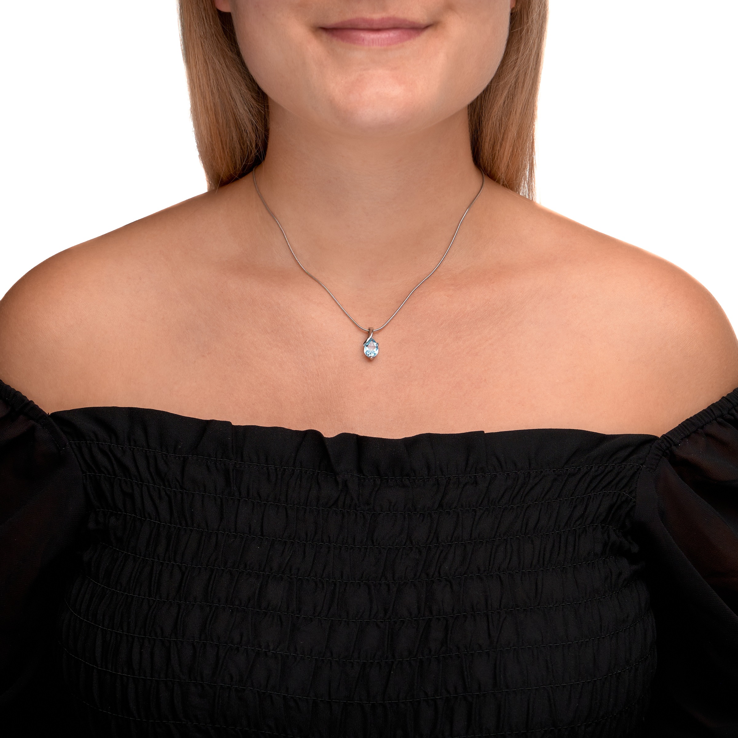 Zeeme Kette mit Anhänger »Silber 925 rhodiniert mit echtem Blautopas (beh.) 10x7mm«