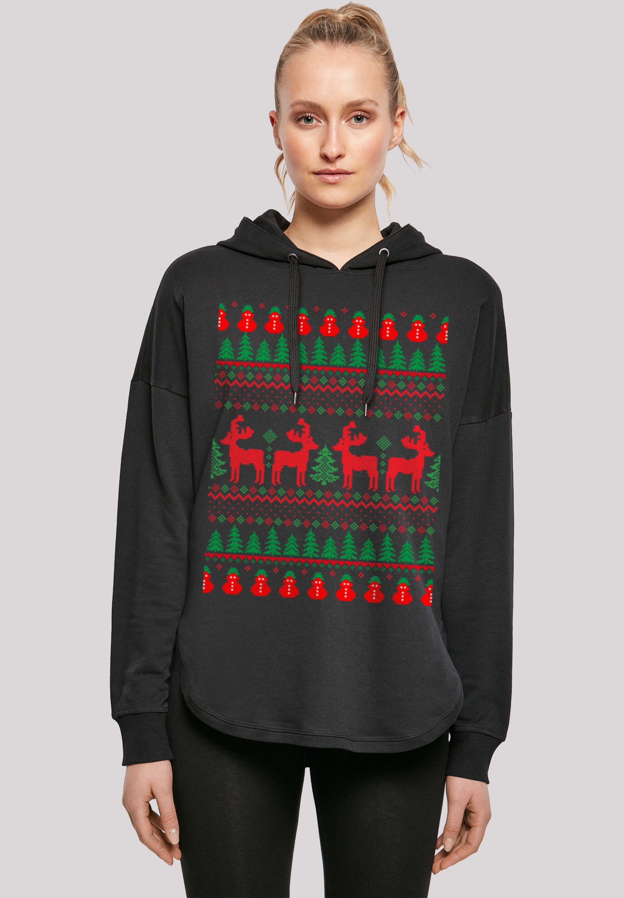 F4NT4STIC Kapuzenpullover "Christmas Reindeers Weihnachten Muster", Print