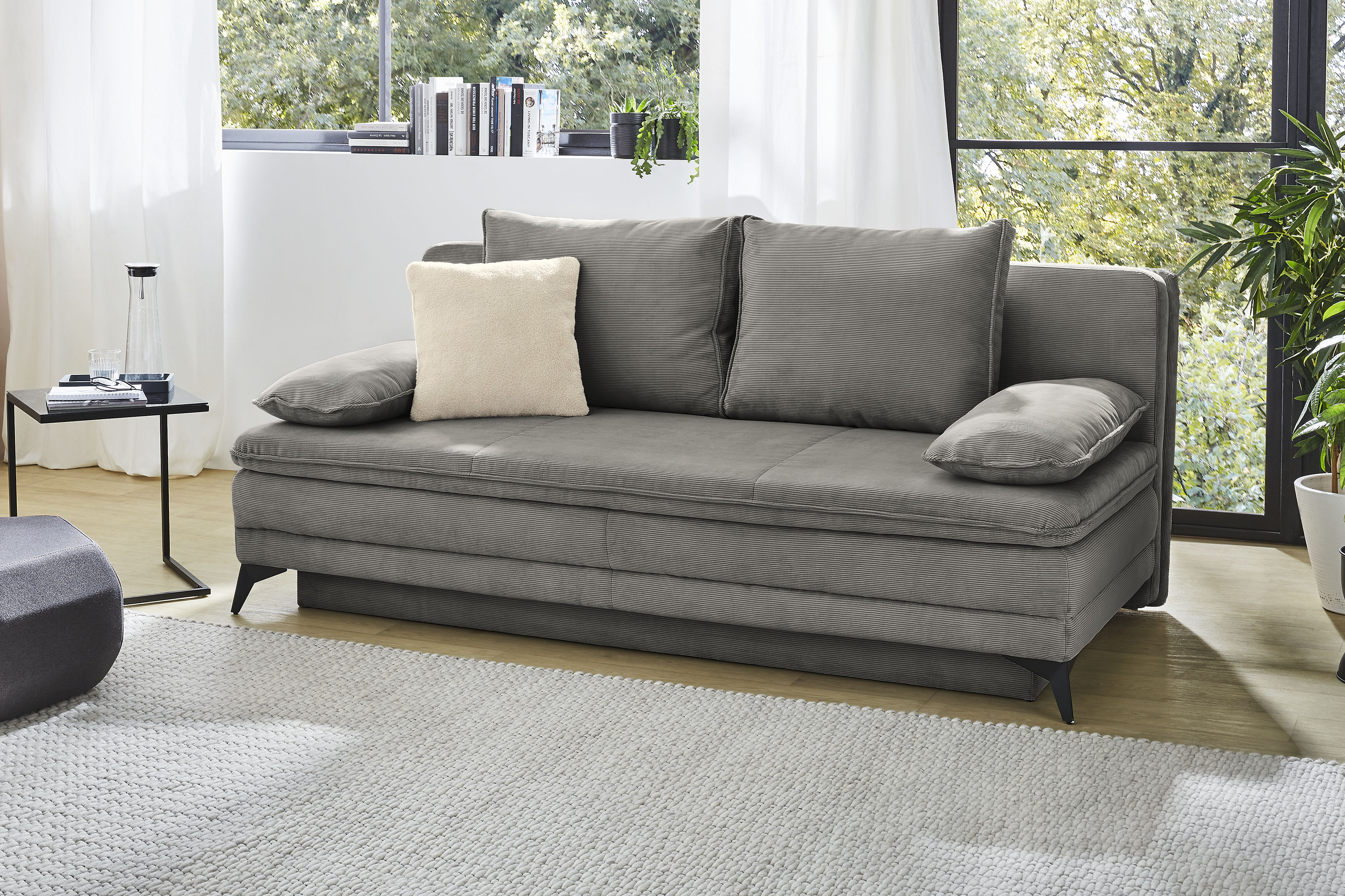 Jockenhöfer Gruppe Schlafsofa "Laurin, B: 202 cm, Liegefl. 158x200 cm, Dauerschläfer" mit Schlaffunktion, Bettkasten, Kaltschaumtopper &1 Zierkissen