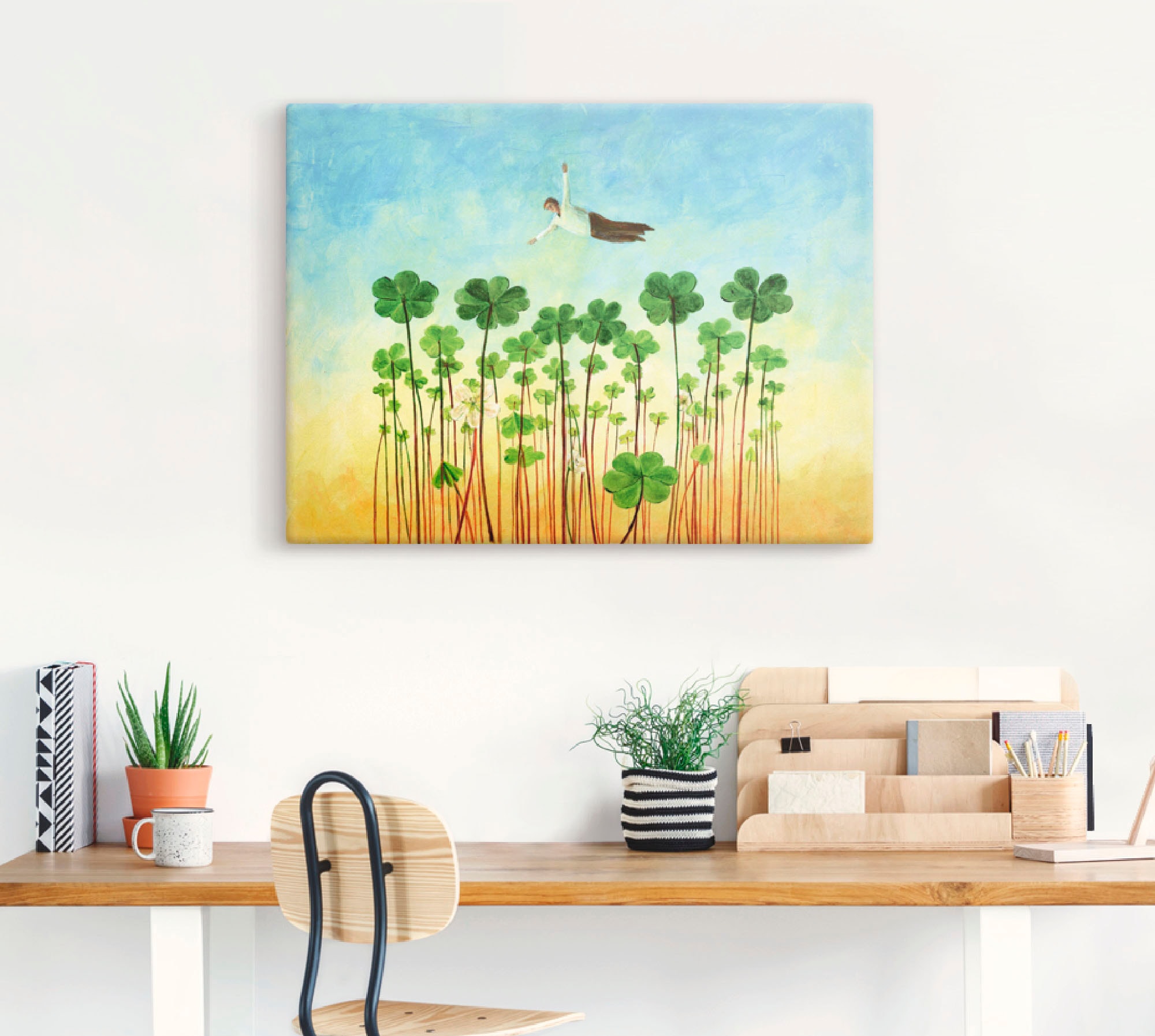 Artland Wandbild »Jemanden über den grünen Klee loben«, Mann, (1 St.), als Leinwandbild, Wandaufkleber oder Poster in versch. Größen