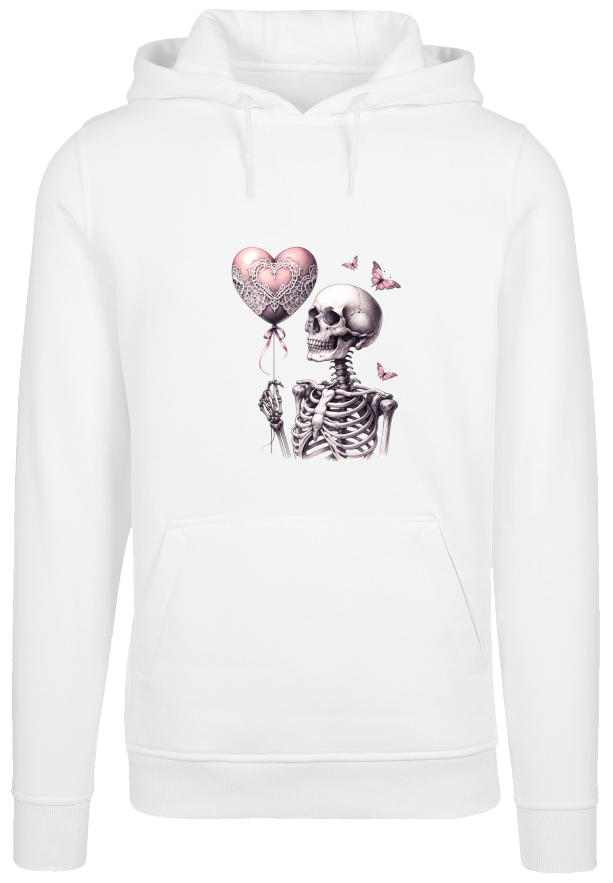 F4NT4STIC Kapuzenpullover »Skelett hält Herzballon«, Premium Qualität