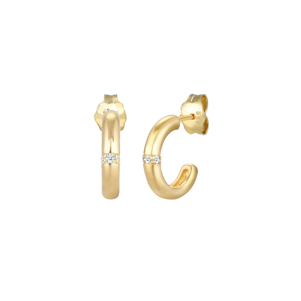 Elli DIAMONDS Paar Creolen »Creolen Diamanten (0.03 ct.) Edel 585er Gelbgold«