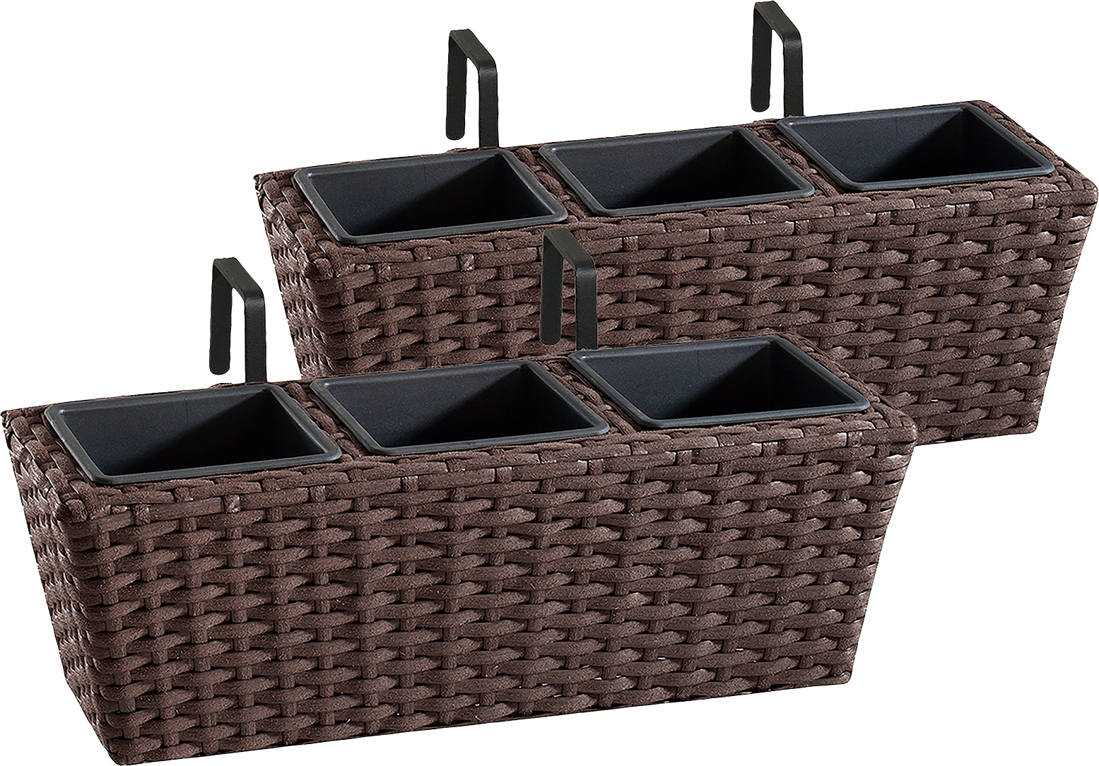 Versandhandel mit großer Produktauswahl Gartenfreude Balkonkasten, (Set, 2 x 17 47 BAUR kaufen inkl. Kunststoffeinsatz 3er cm, Aufhängung, 15 St.), | x