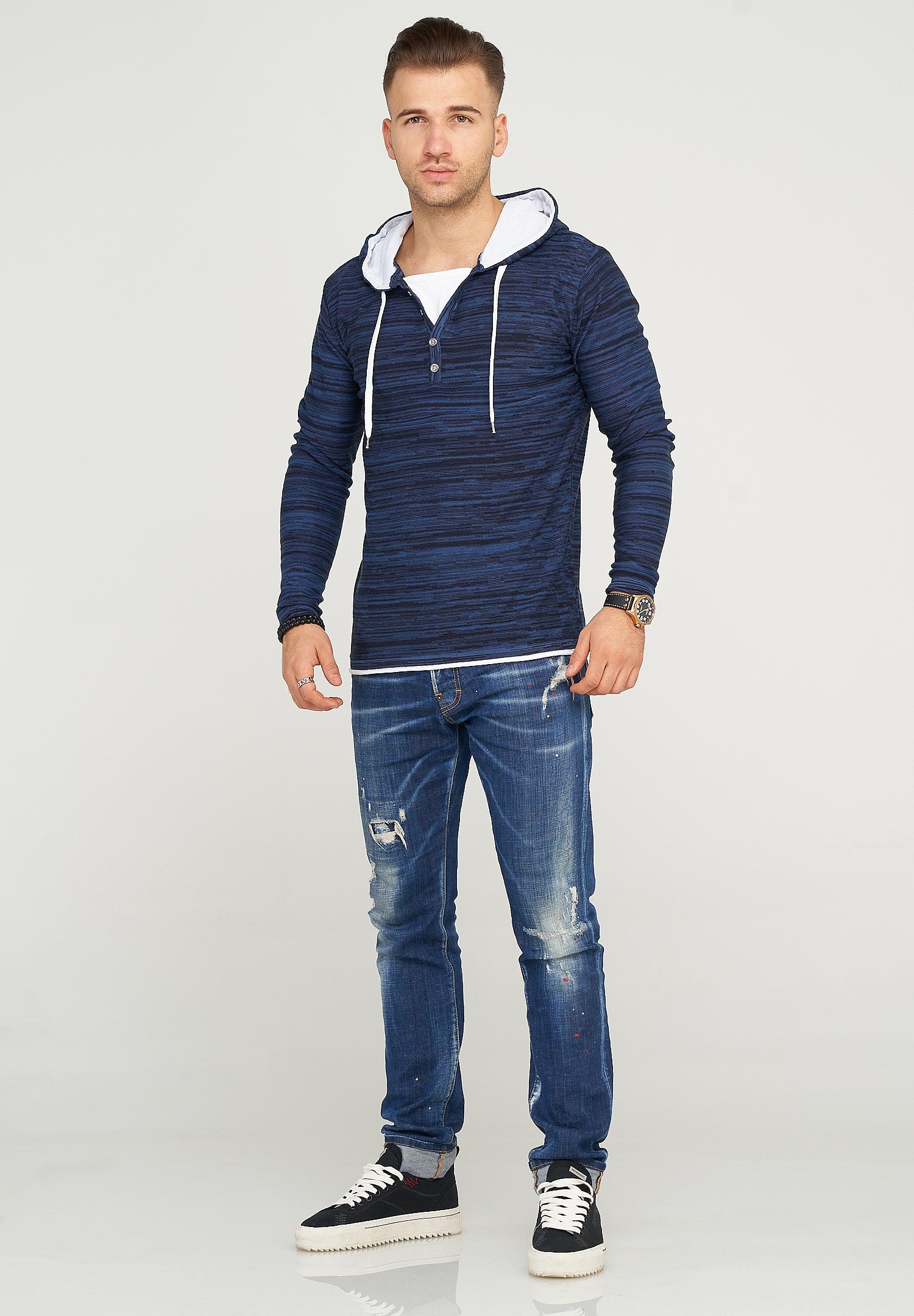 behype Kapuzensweatshirt »JOSHA«, in melierter Optik