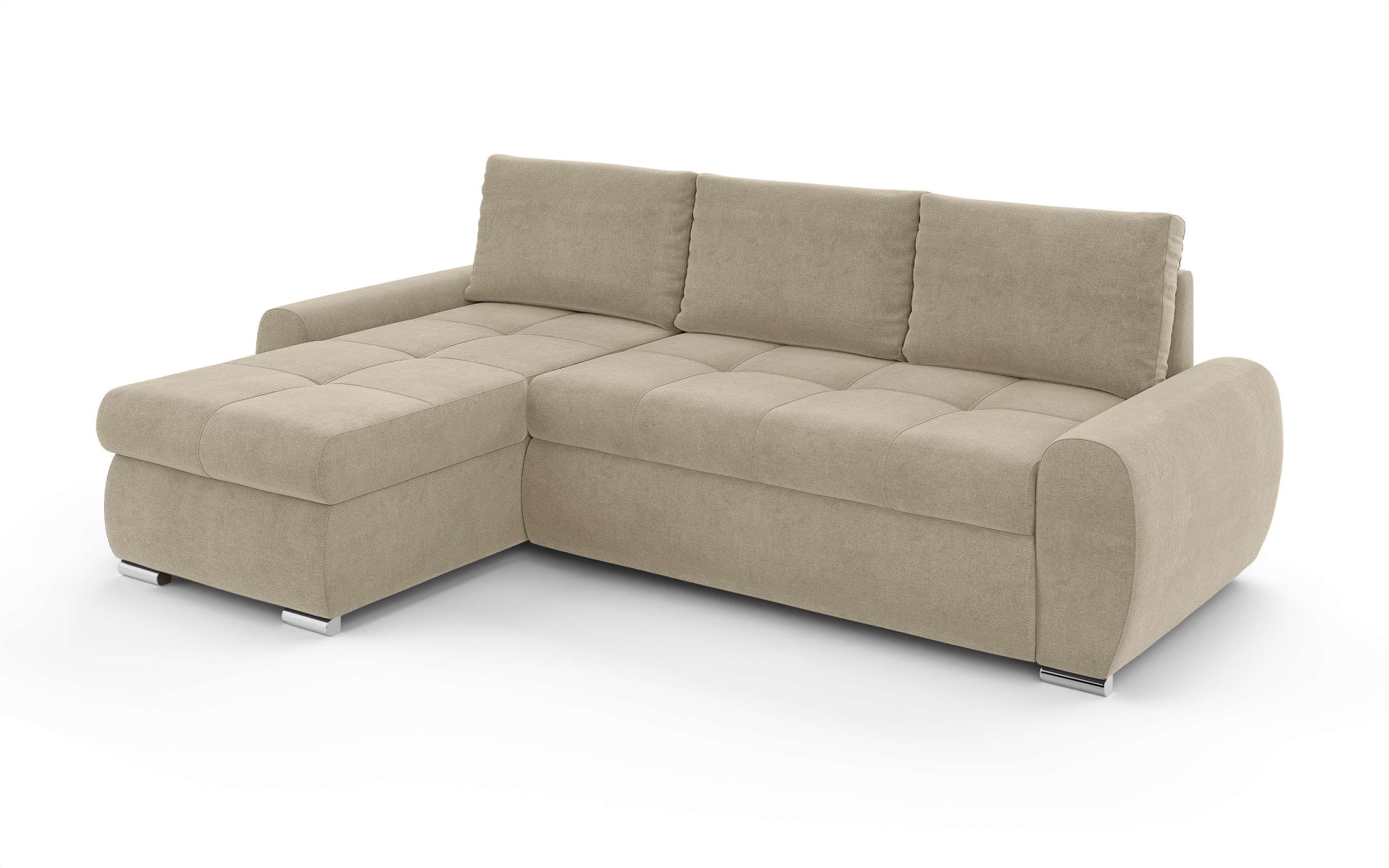 INOSIGN Ecksofa »HAVERHILL Schlafsofa mit Bettkasten, Maße B/H/T: 237/89/166 cm«, L-Form mit Recamiere links oder rechts bestellbar, Wellenunterfederung