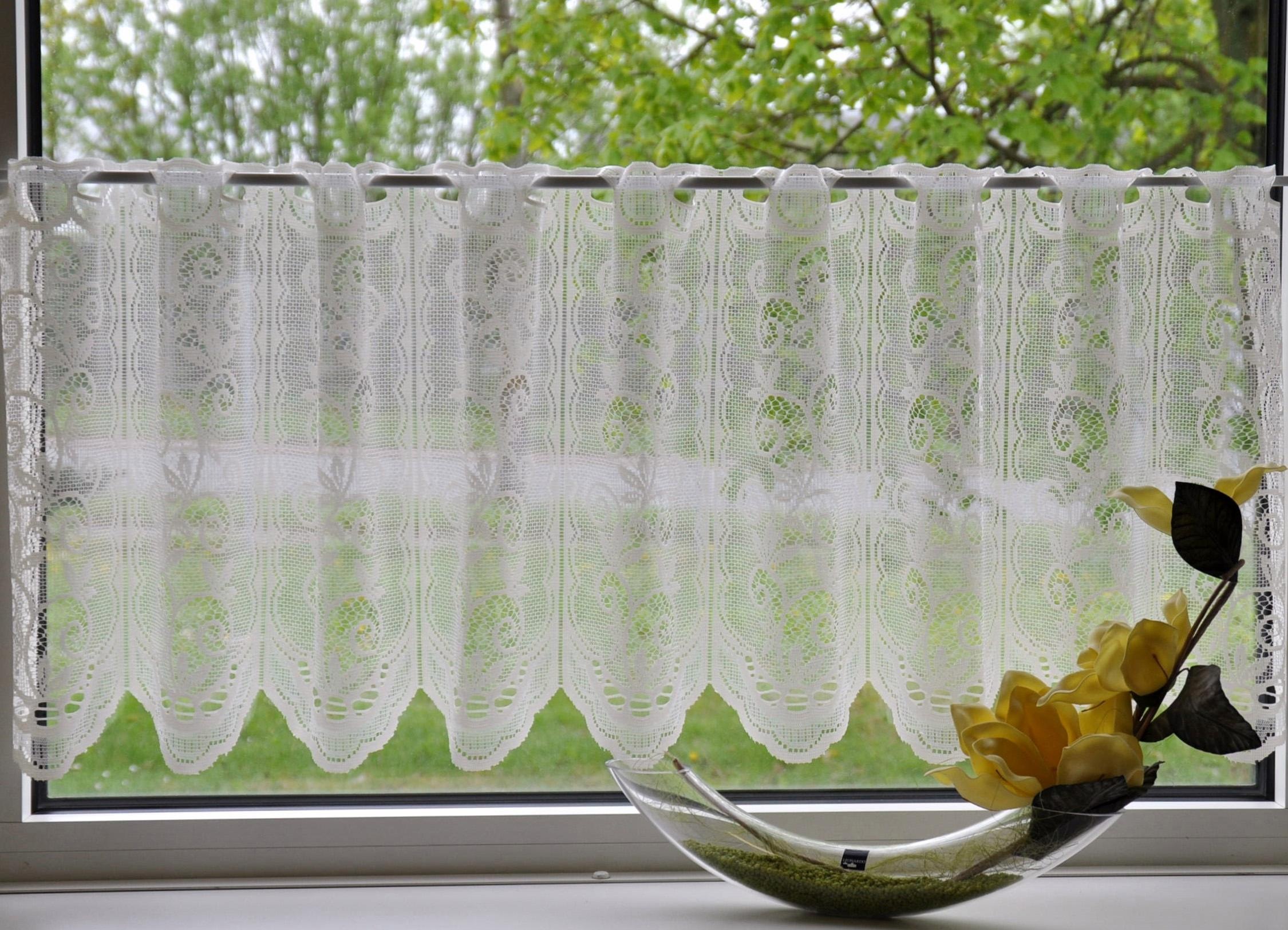 Stickereien Plauen Scheibengardine "Panneau Kringel" Stangendurchzug 1 Stk. günstig online kaufen