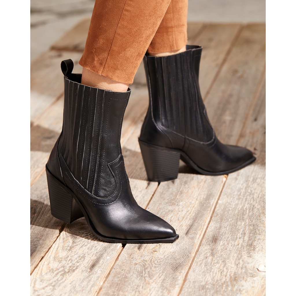 LASCANA Cowboy Boots, Cowboy Stiefelette, Western Stiefelette, Ankleboots, Stretch-Einsatz