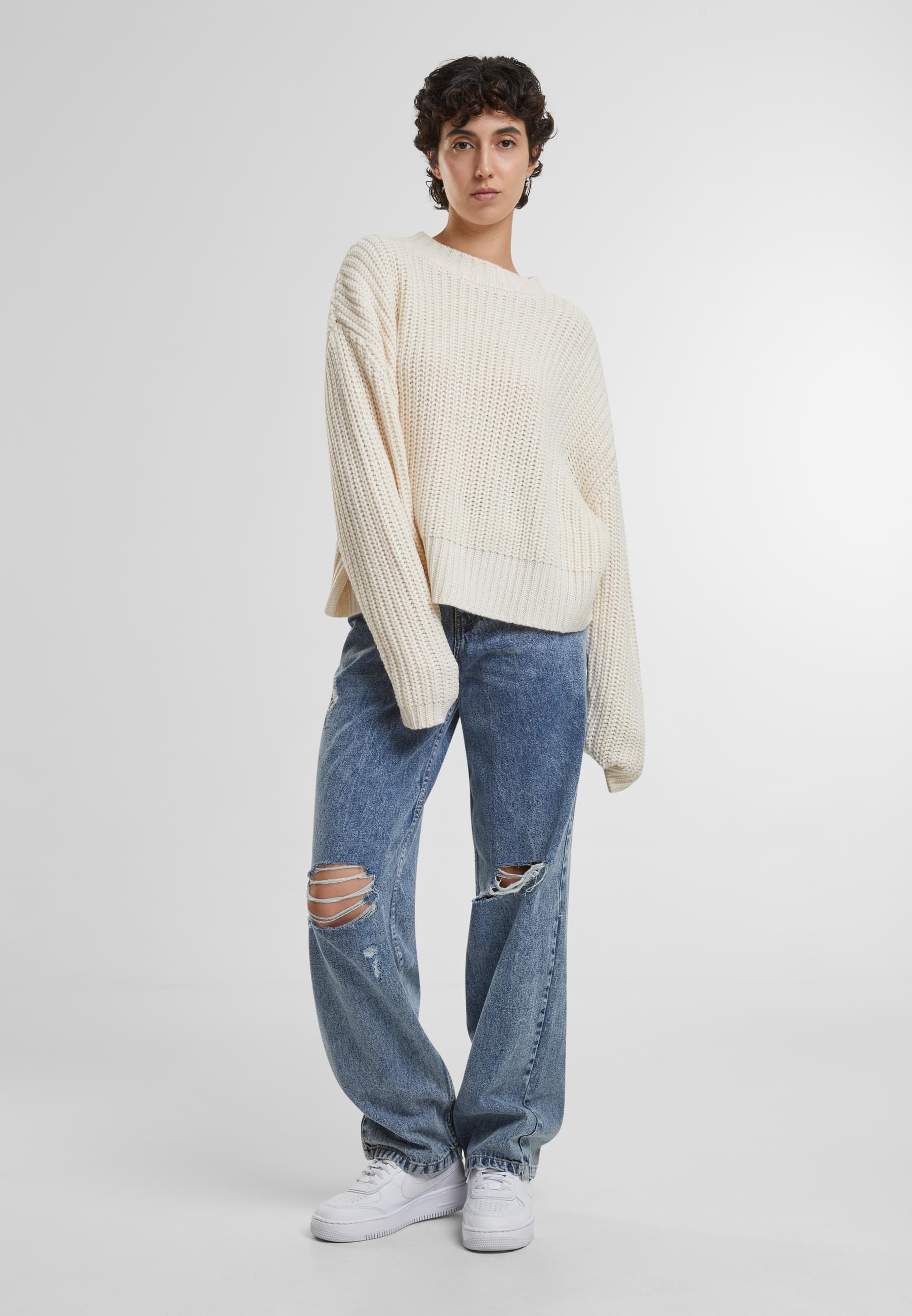 URBAN CLASSICS Rundhalspullover »Urban Classics Ladies Wide Basic Oversized Sweater«, (1 tlg.)