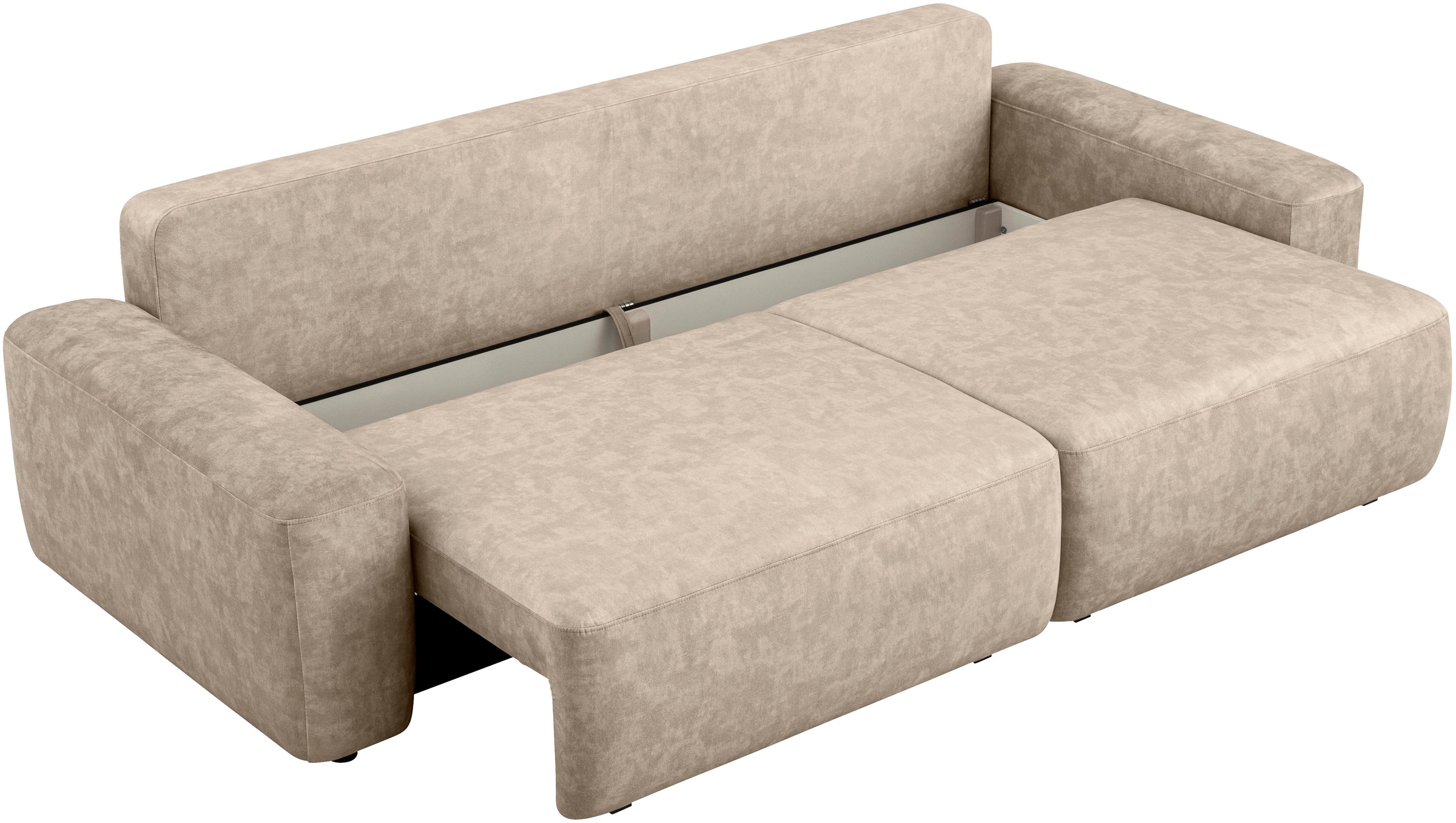 INOSIGN 3-Sitzer »TORGE (257cm), Sofa,Schlafsofa in Cord, Samtvelours, Struktur fein«, rundes Design, Schlaffunktion u. Bettkasten, Liegefläche: 135/200 cm