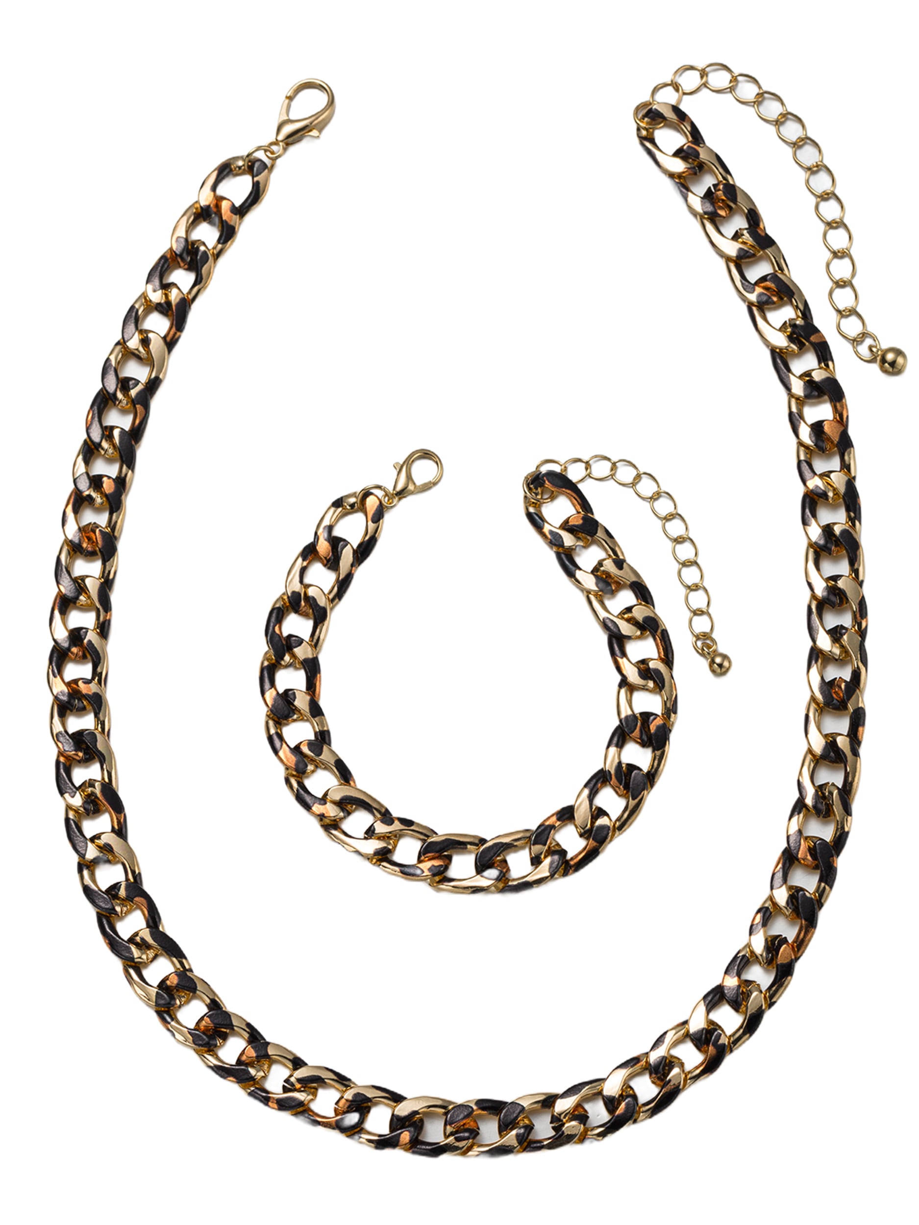 Aniston JEWELRY & WATCHES Ketten und Armband Set »Multipack Schmuck Geschenk Kupfer Armkette Halskette Animalprint« (Set, 2 tlg.)