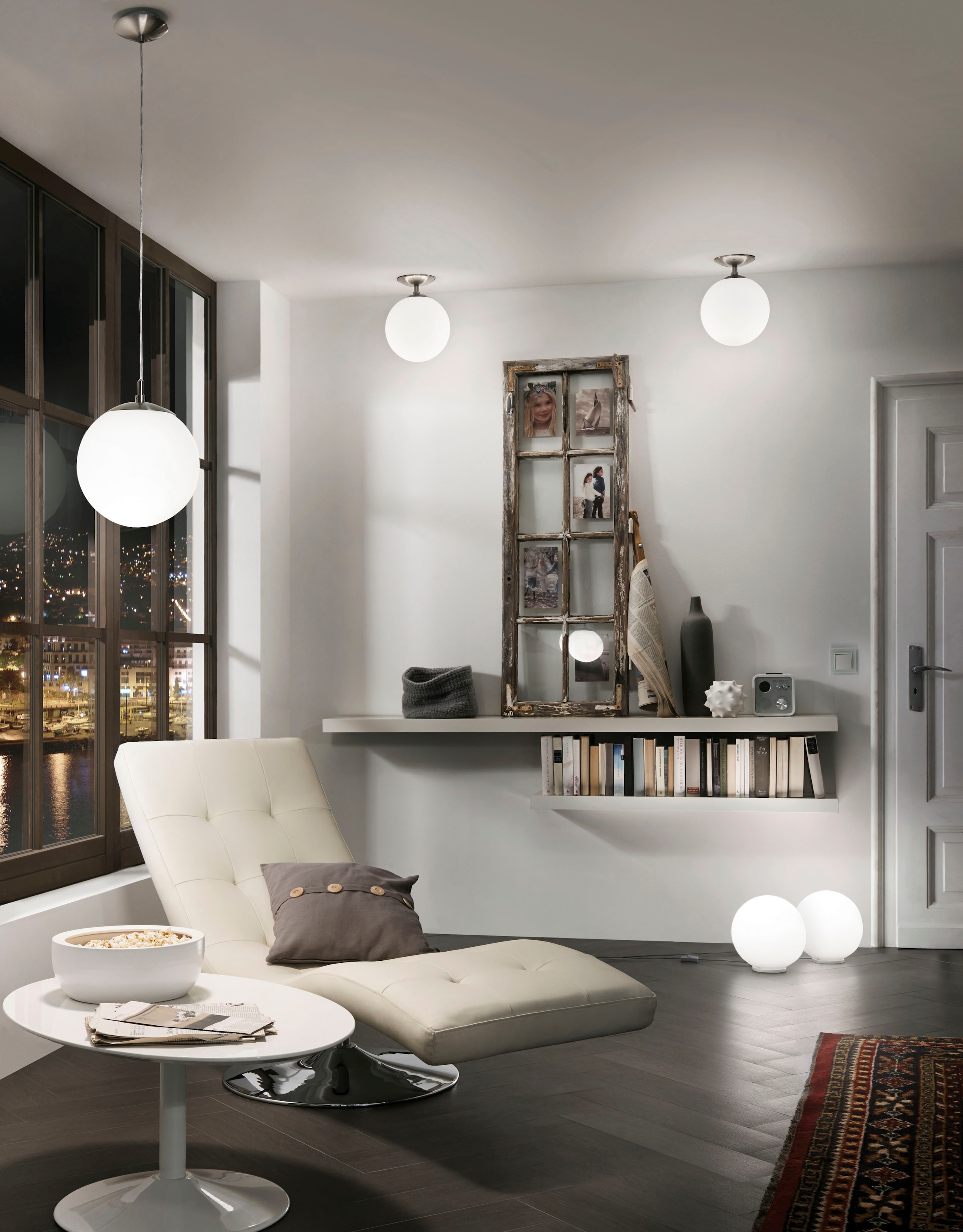 EGLO Hängeleuchte »RONDO Pendellampe, Metall in silber, Glas in Opal matt weiß, E27«, 1 flammig, Leuchtmittel E27 | Leuchtmittel wechselbar-ohne Leuchtmittel, Esszimmerlampe, zeitloses Design, modern, schlicht, 110x25cm