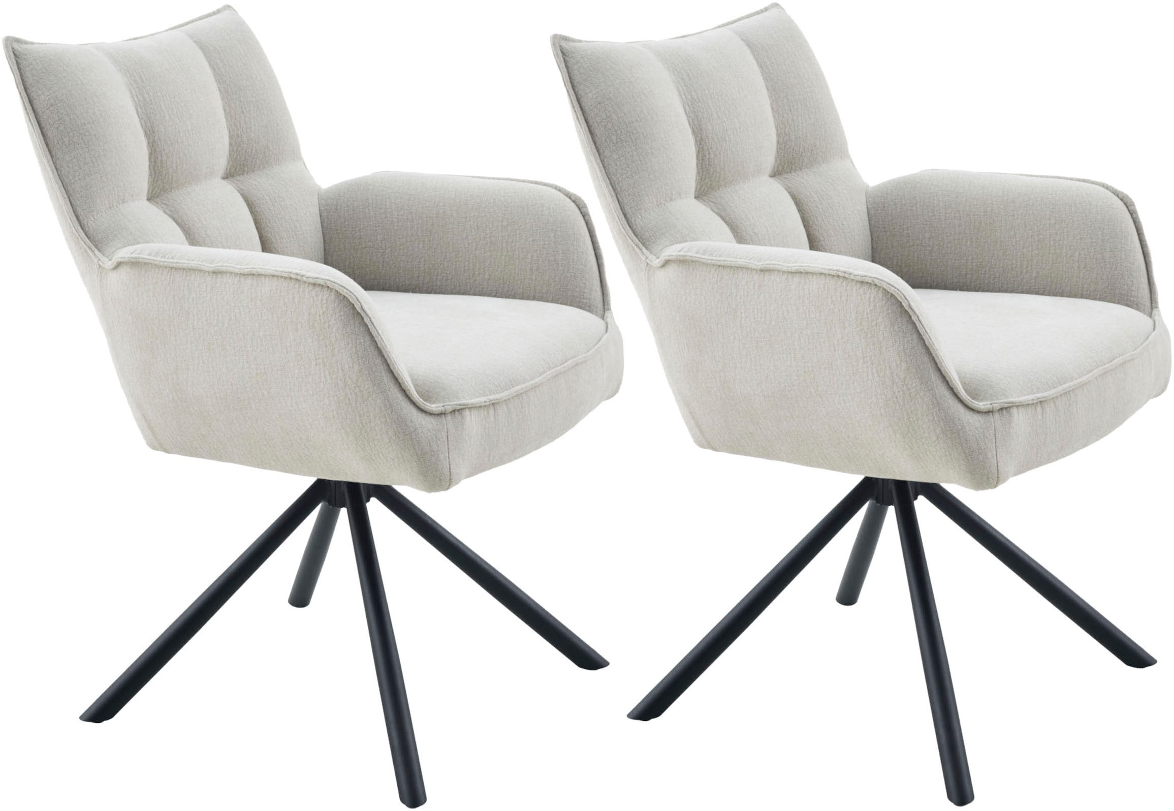 OTTO home Esszimmerstuhl »GEORGIA, 2er-Set, in Massivholz und Metallgestell erhältlich« (Set) 2 Stk.360° drehbar mit Auto Return, Federkorb, Armlehnen, 120kg belastbar