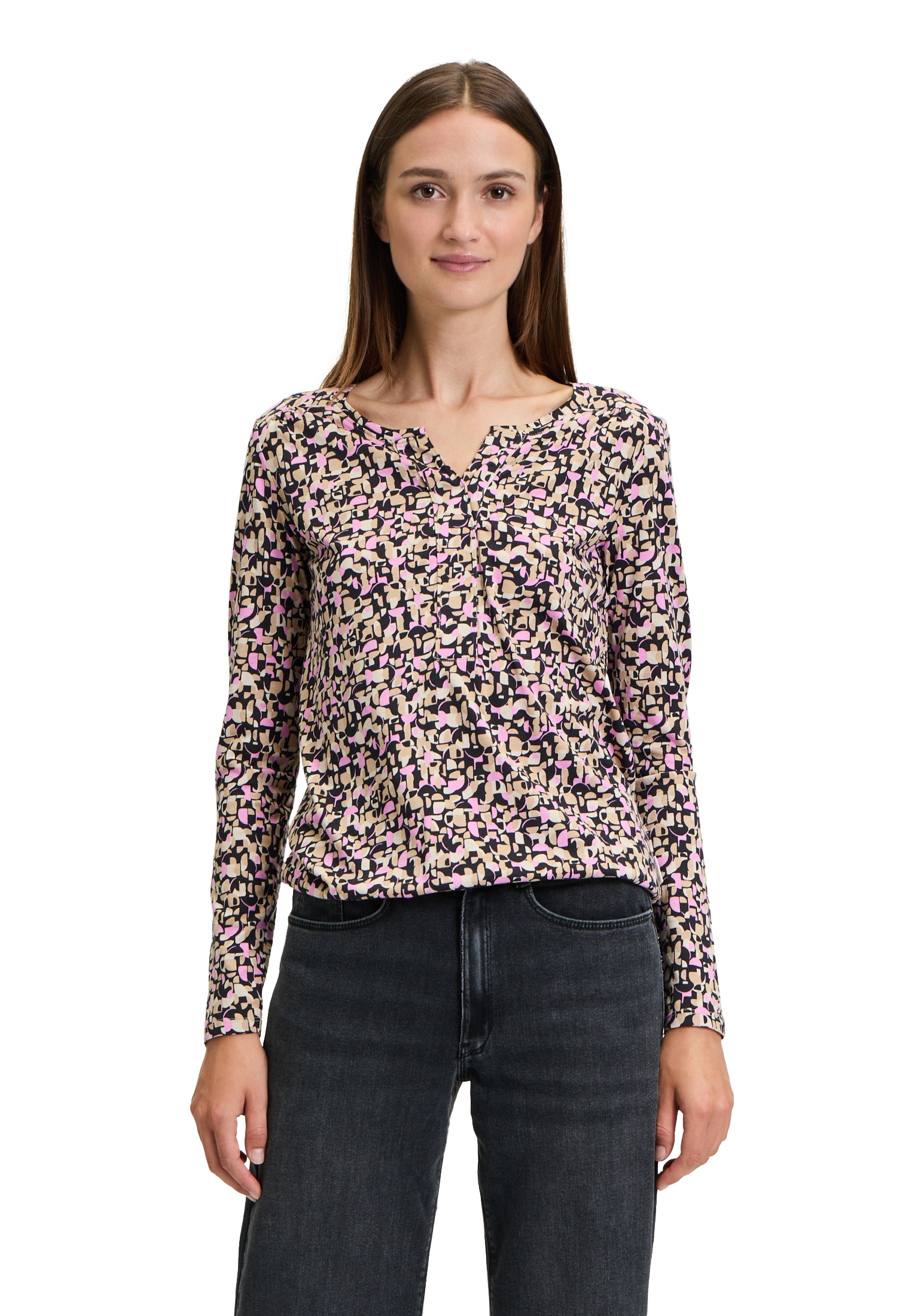 Betty&Co Kurzarmshirt "Damen Casual-Shirt mit Gummizug", 1 Stk. Druck günstig online kaufen