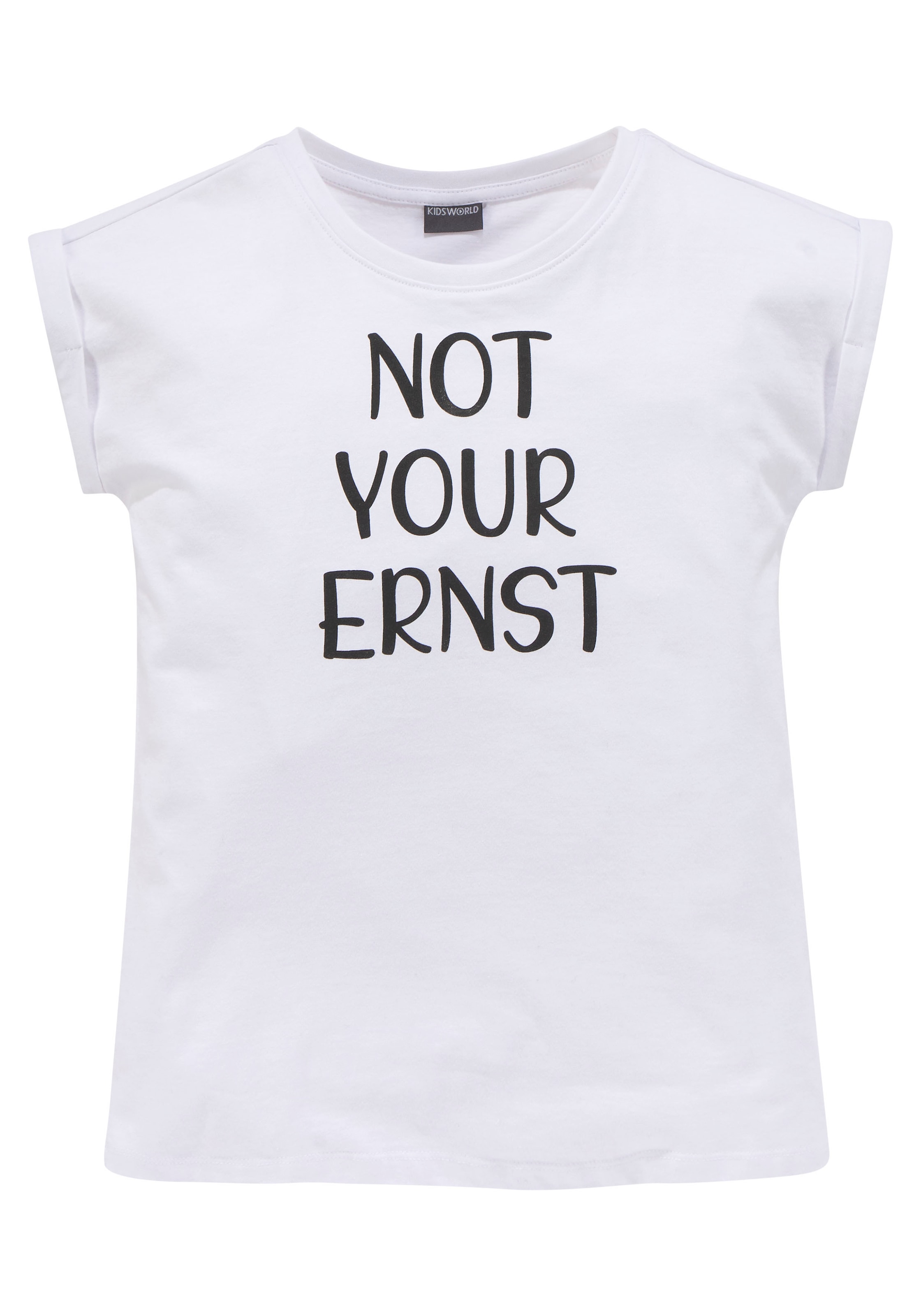 KIDSWORLD T-Shirt »NOT | bestellen kleinem BAUR legere ERNST«, mit Form Ärmelaufschlag YOUR