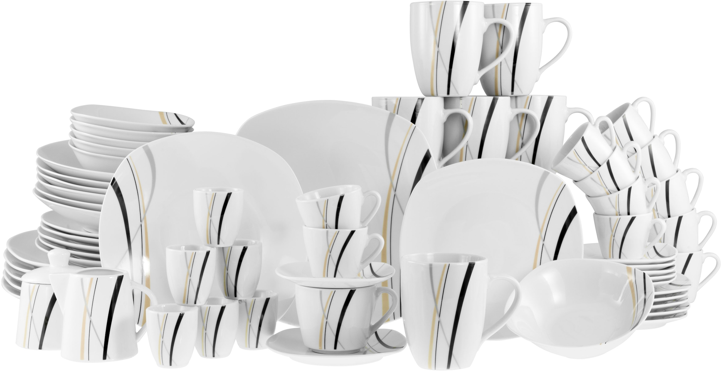 CreaTable Kombiservice "Square City Line, Kombi-Service 62-tlg" Moderner Ur günstig online kaufen