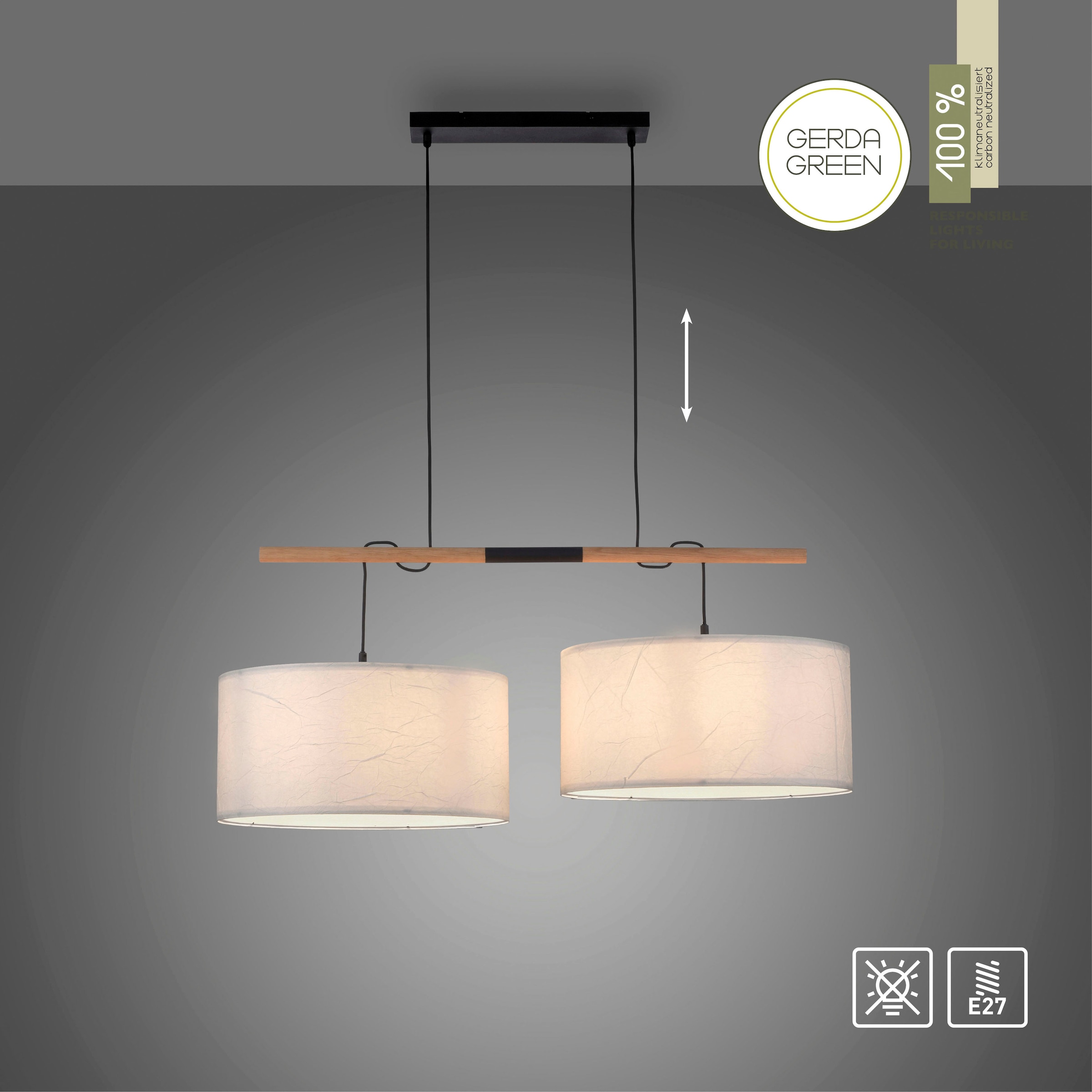 JUST LIGHT Pendelleuchte »GREEN SOFI«, 2 flammig, Leuchtmittel E27 | ohne Leuchtmittel