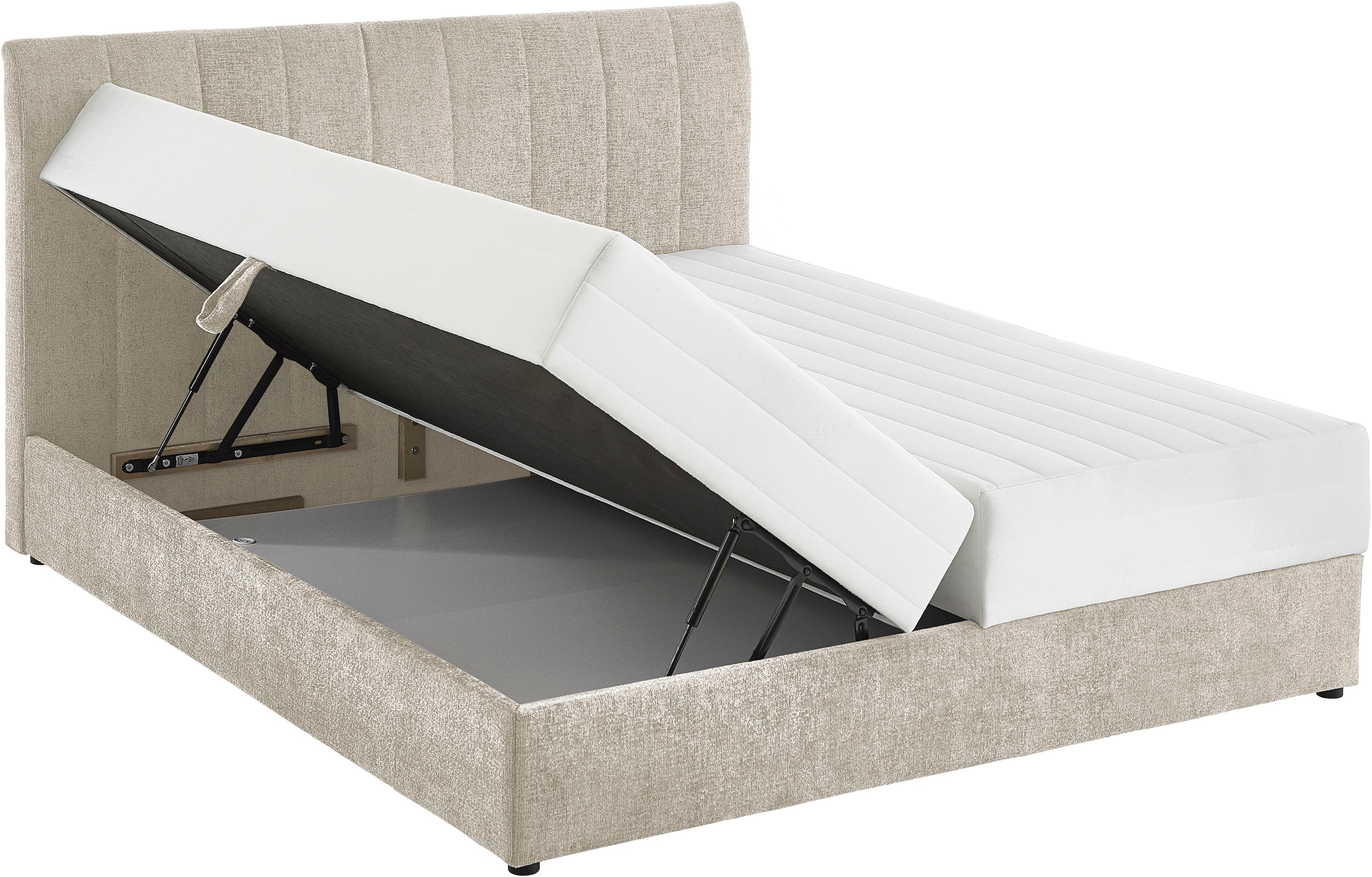 ATLANTIC home collection Boxbett »ALISIA«, mit Taschenfederkern, Bettkasten und Kissenrolle im Originalbezug
