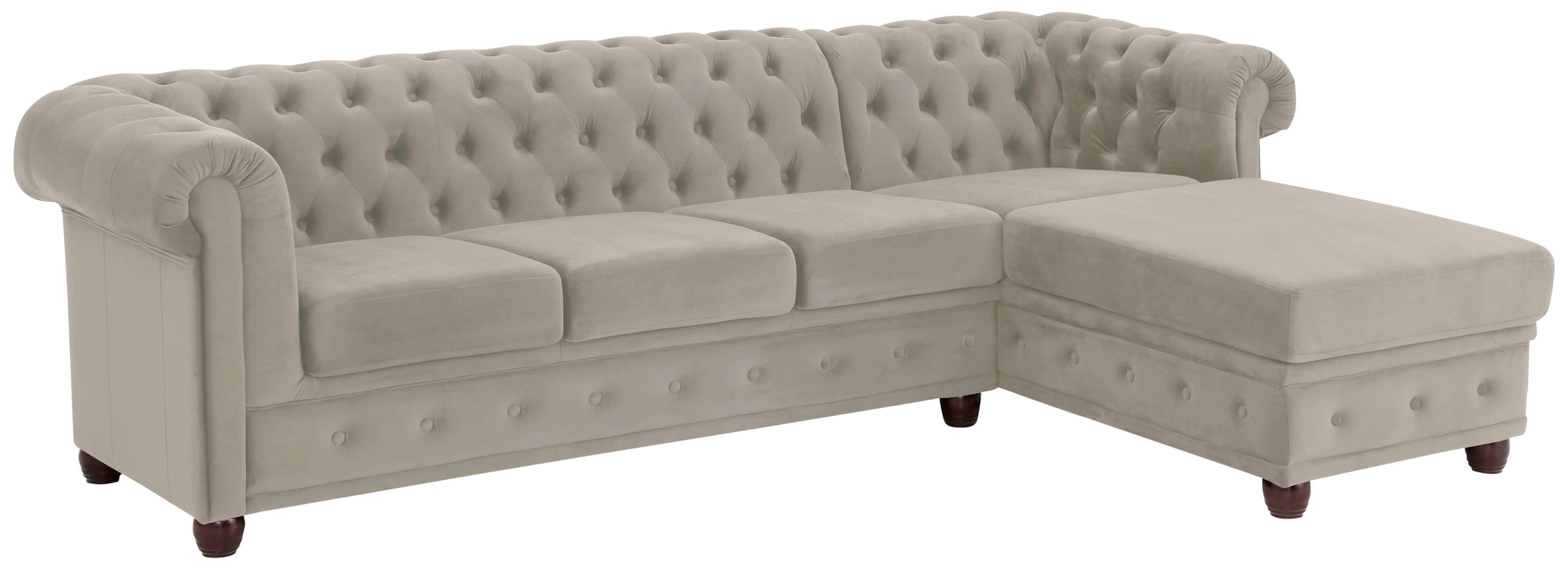 Home affaire Chesterfield-Sofa »New Castle L-Form«, hochwertige Knopfheftung in Chesterfield-Design, B/T/H: 255(171/72)
