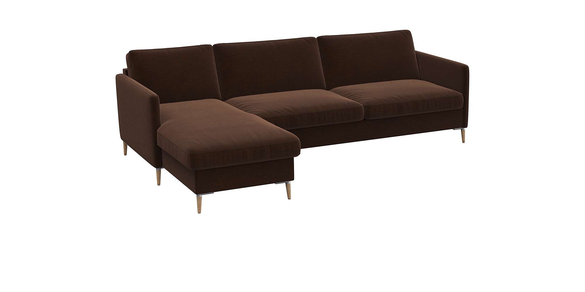 FLEXLUX Ecksofa »Fiore, super Sitzkomfort durch Kaltschaum im Sitz, L-Form«, schmale Armlehnen, Füße Alu+ Eiche