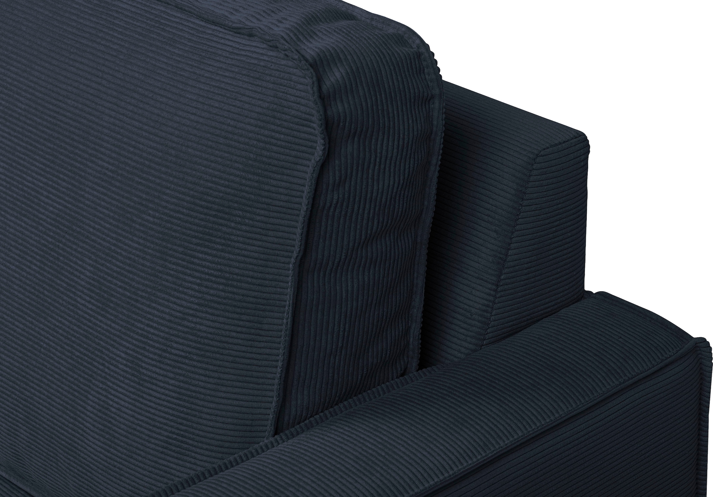 Places of Style Ecksofa »Pinto, 290 cm, Cord, Chenille, Lederoptik, Ottomane links / rechts«, mit Keder, schwarze Metallfüße, Wellenunterfederung
