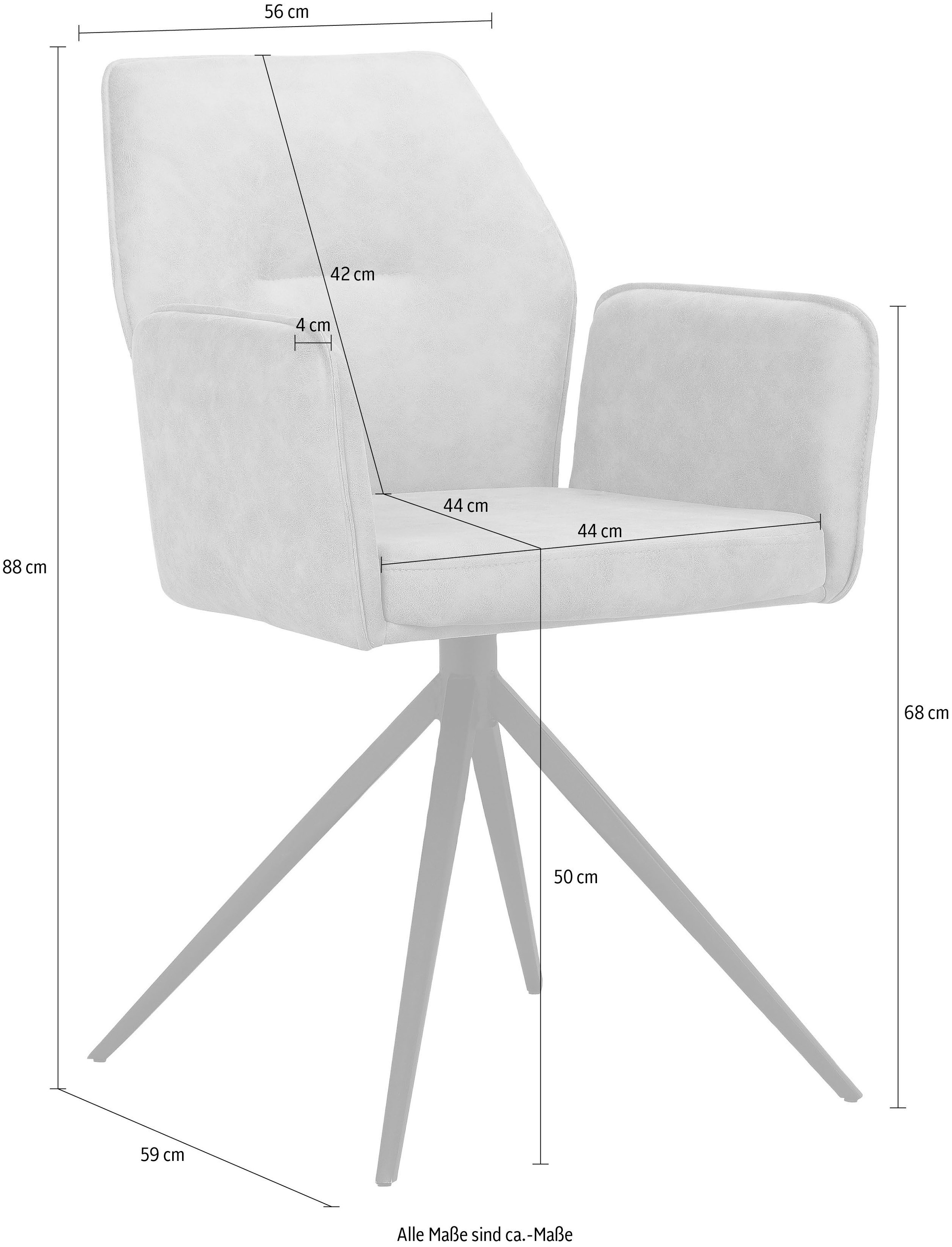 Places of Style Esszimmerstuhl »Ozias«, 2 St., Microfaser, Sitz und Rücken gepolstert, Gestell aus Metall schwarz, Sitzhöhe 50 cm