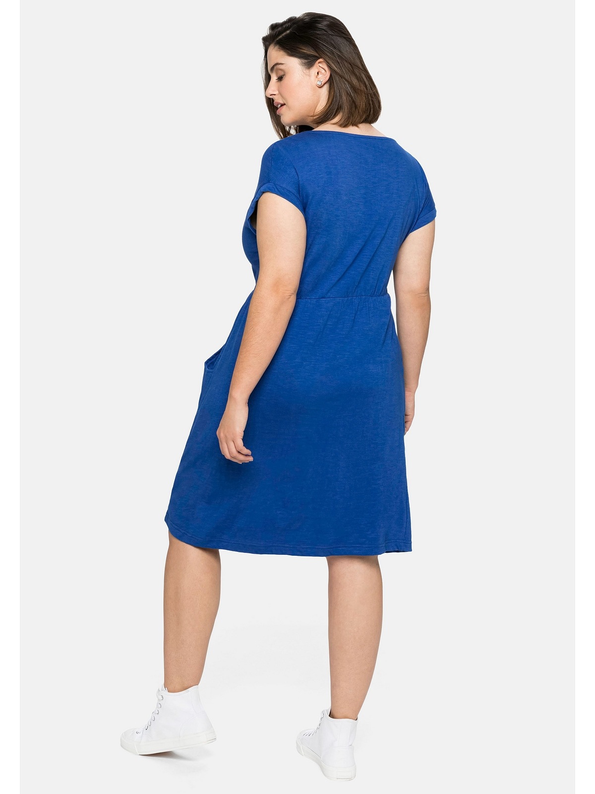 Sheego Jerseykleid »Große Größen«, mit weitem Ausschnitt und Taschen online  bestellen | BAUR