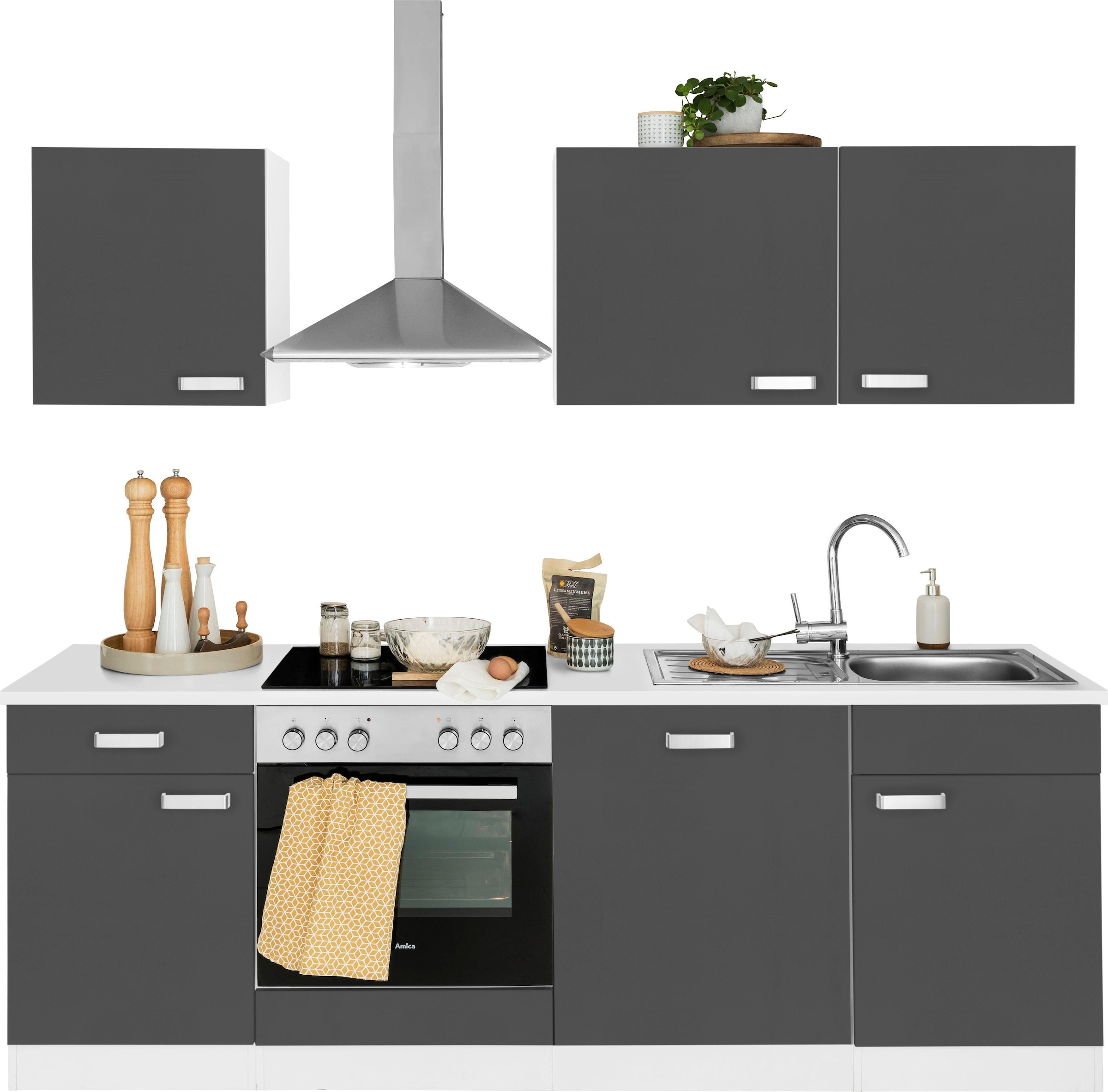 Küchenzeile »Husum«, mit E-Geräten, Breite 220 cm