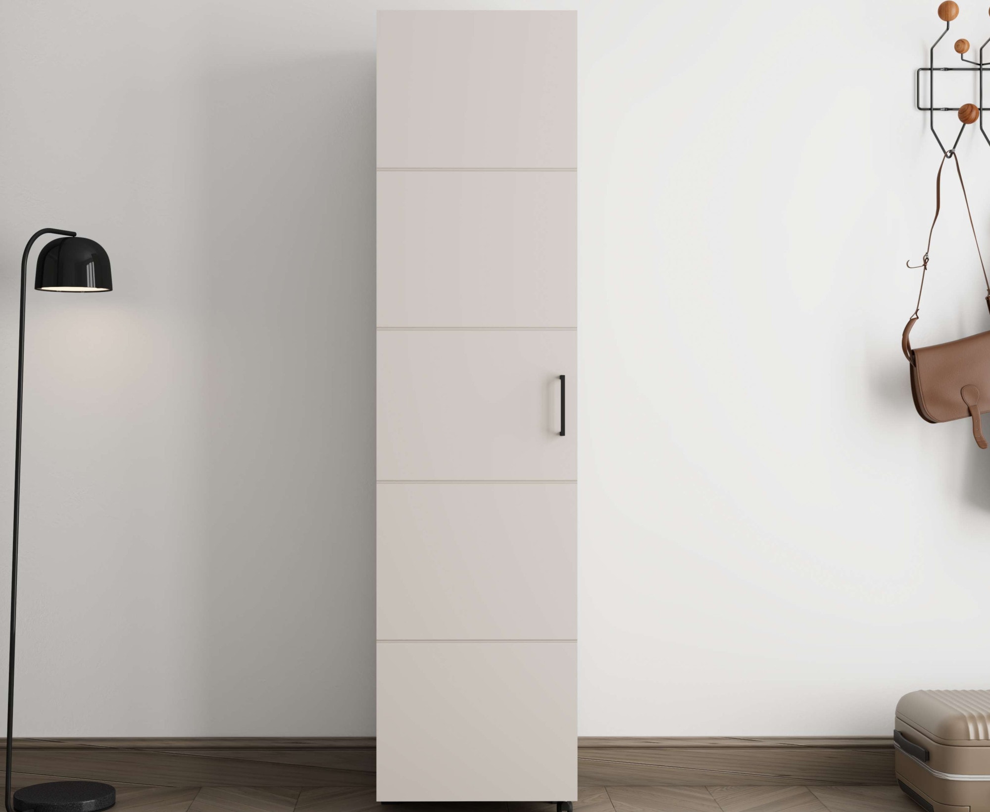 Home affaire Schuhschrank "Islay, Drehtür auf Rollen, B/T/H: 45,6/32,4/184,4 cm" Schuhkommode mit Platz für ca. 20 Paar Schuhe bis Gr. 40