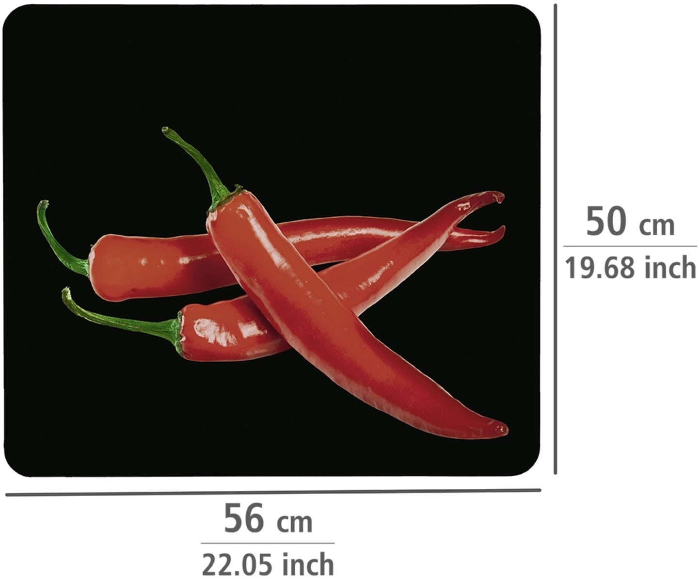 WENKO Herd-Abdeckplatte »Modell Hot Peperoni«, Spritzschutz, Herdblende, Schneidbrett, für Glaskeramik-Kochfelder