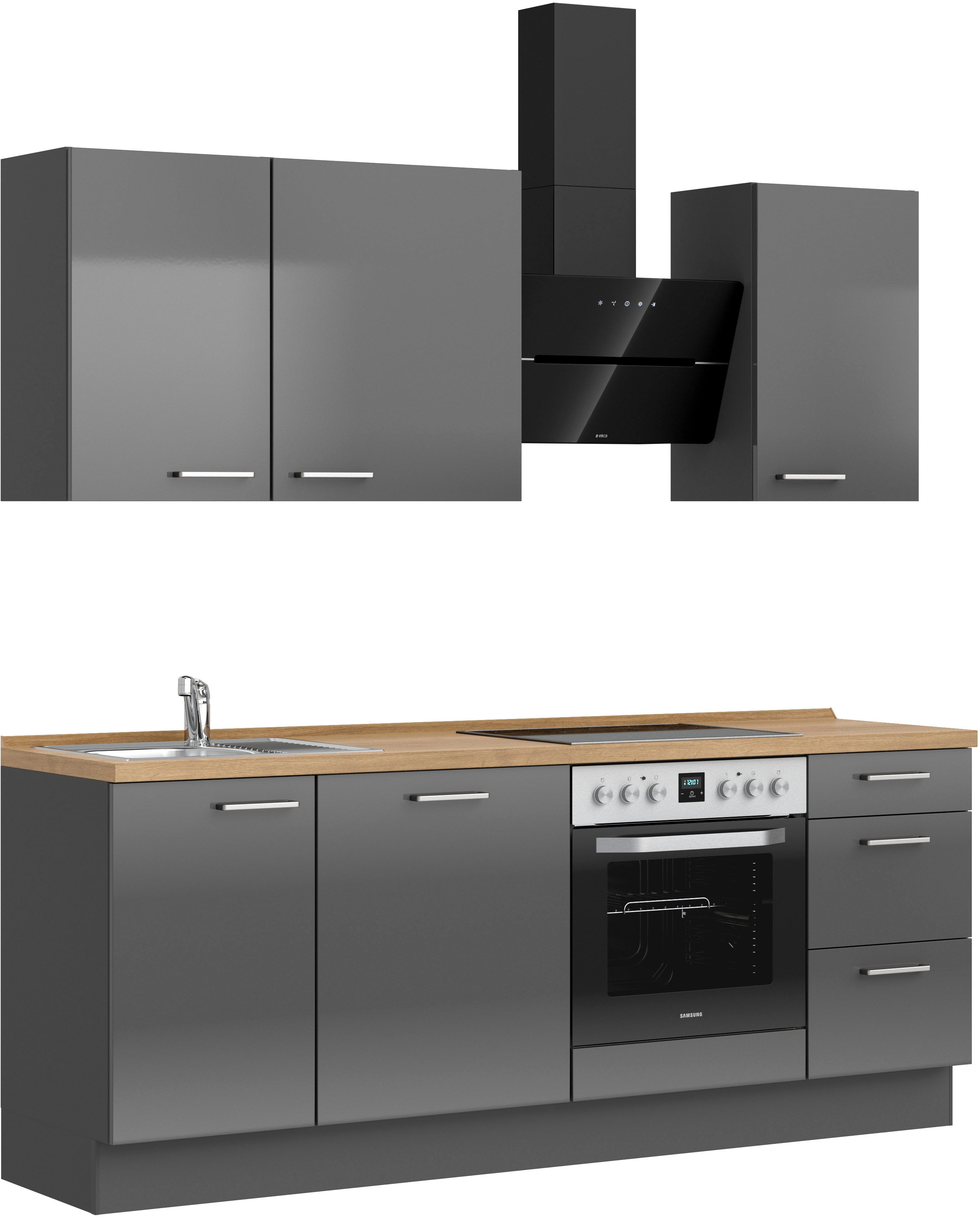 Thumbnail - nobilia Küchenzeile ""Flash II"" vormontiert, Ausrichtung wählbar, Breite 210 cm, wahlw. mit E-Geräten