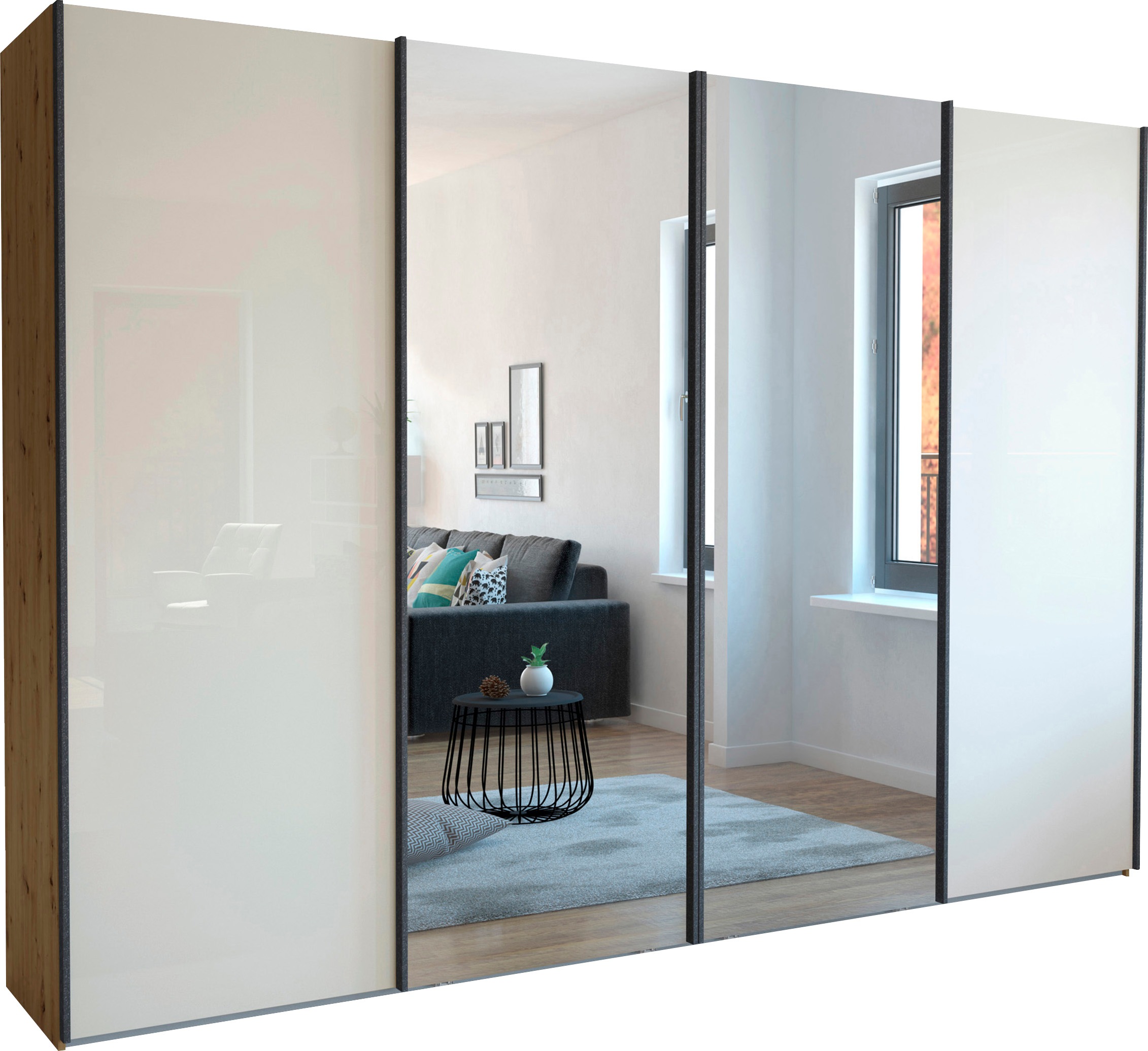 WIEMANN Schwebetürenschrank »Monaco«, hochwertige Glas- und Spiegelfront