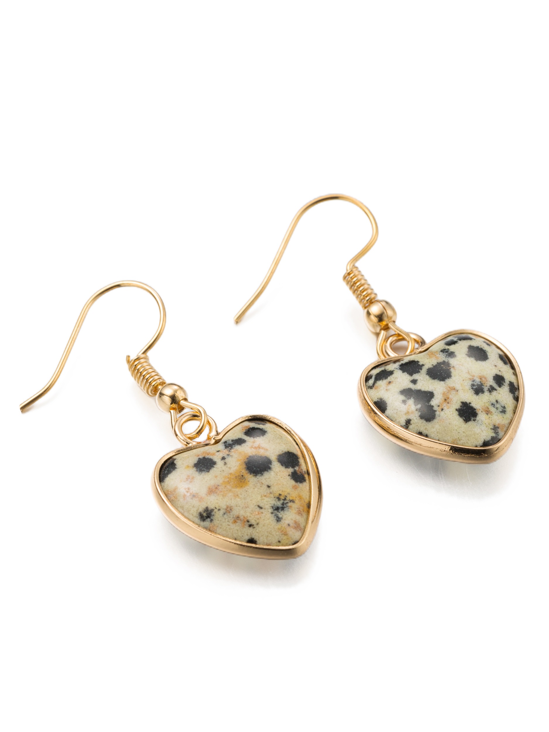 Aniston JEWELRY & WATCHES Paar Ohrhaken »Schmuck Geschenk Edelstahl Ohrschmuck Ohrringe Herz Edelsteine« Made in Germany - mit Dalmatiner Jaspis