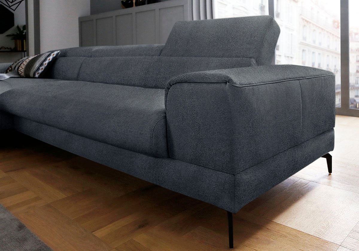 W.SCHILLIG Ecksofa »piedroo, Designsofa mit tollem Sitzkomfort, bequem, L-Form«, Kopfteilverstellung, wahlweise mit Sitztiefenverstellung, Breite 343cm