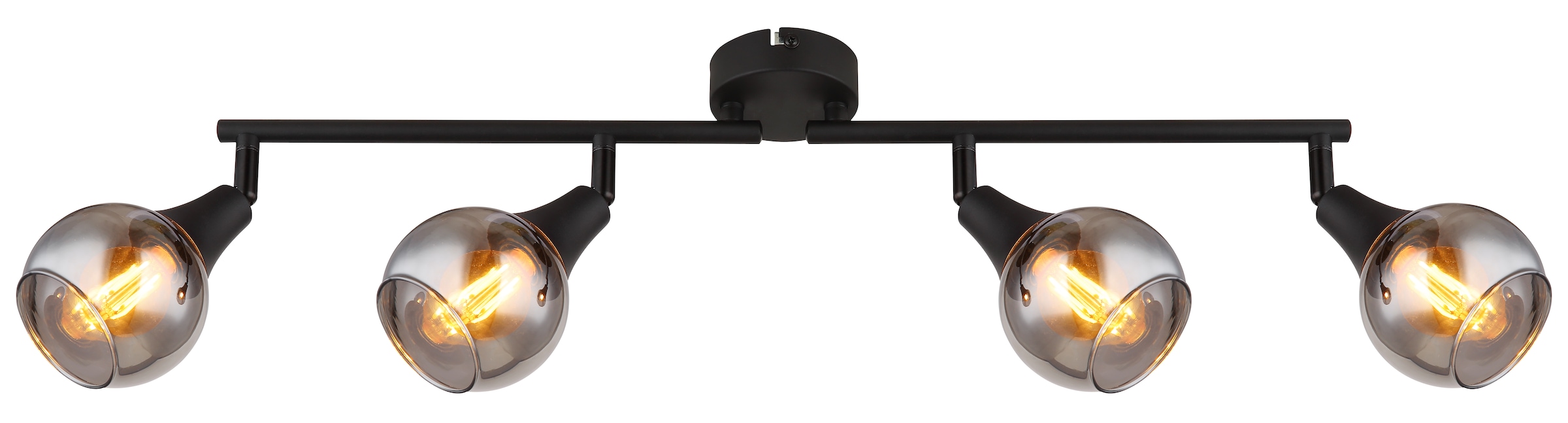 GLOBO LIGHTING Deckenstrahler »GLYPTAR«, Leuchtmittel E14 | ohne Leuchtmittel, Deckenspot/schwarz/Glas rauchfarben/Wohnzimmer/Flur