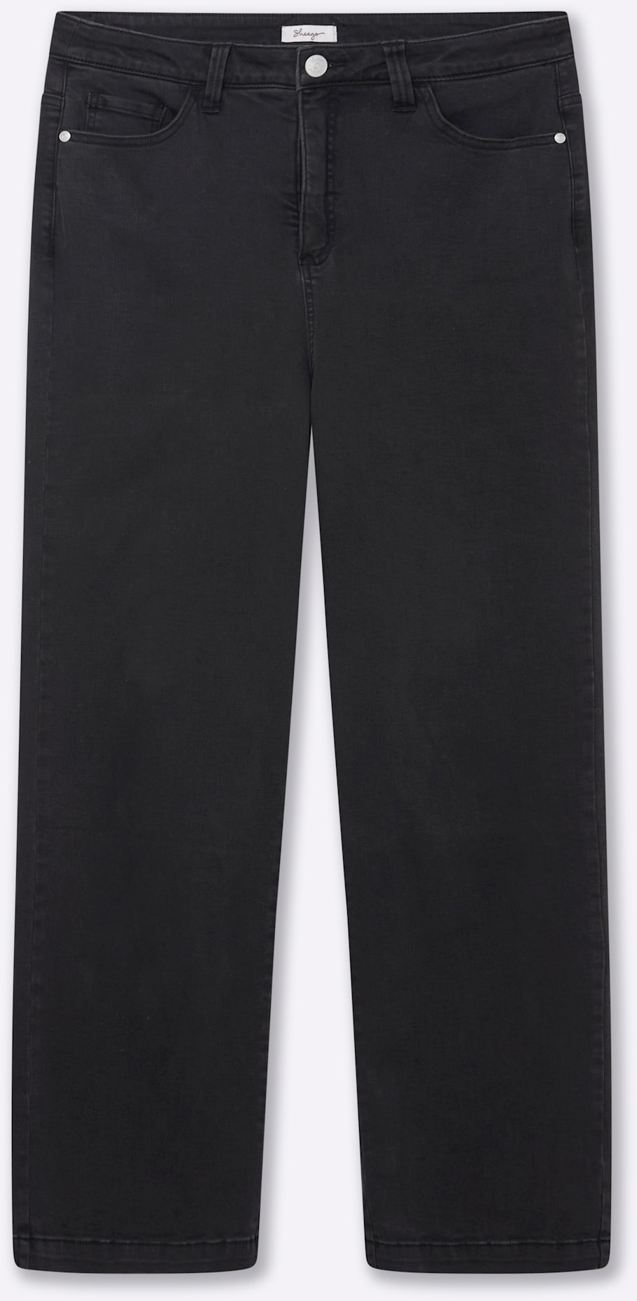 5-Pocket-Jeans SHEEGO, Damen, Gr. 42, Normalgrößen, schwarz denim, 56% Baumwolle, 19% Polyester, 14% Lyocell, 10% Viskose, 1% Elasthan, Einsatz:85% Polyester, 15% Elasthan, unifarben, lang, Jeans 5-Pocket-Jeans 2
