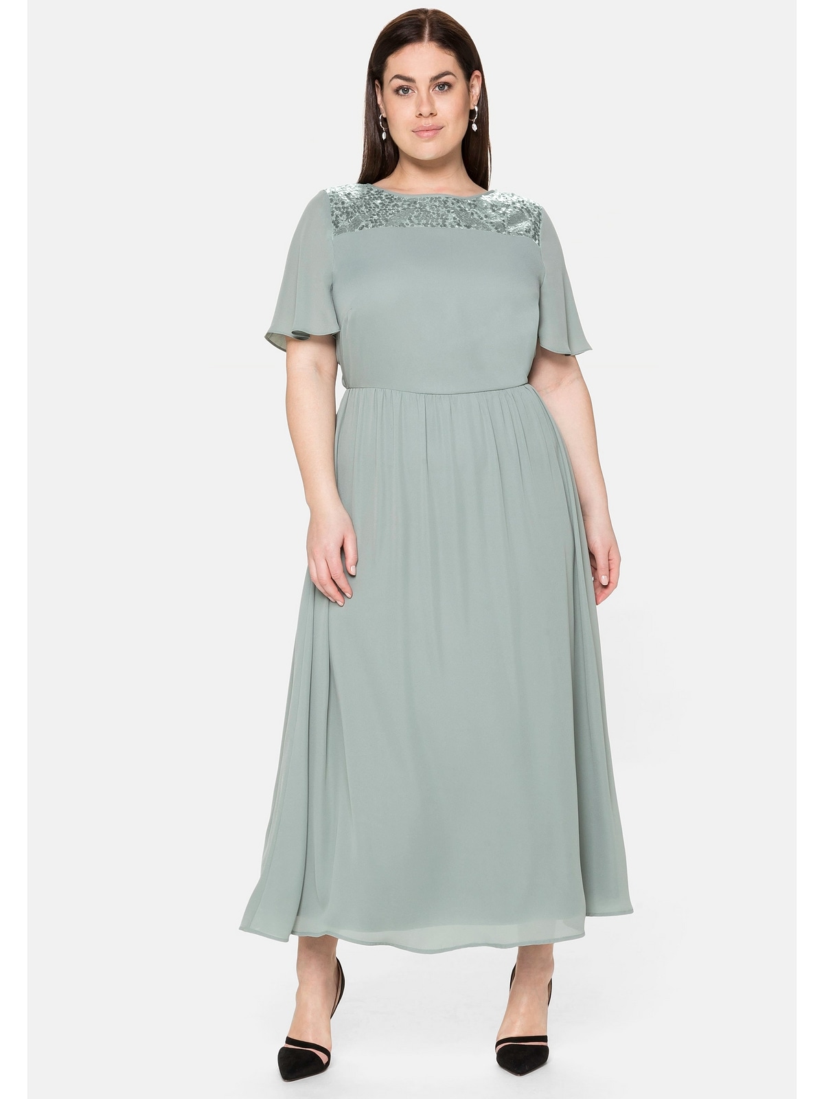 Sheego Abendkleid »Große Größen«, mit schimmernden Pailletten online kaufen  | BAUR