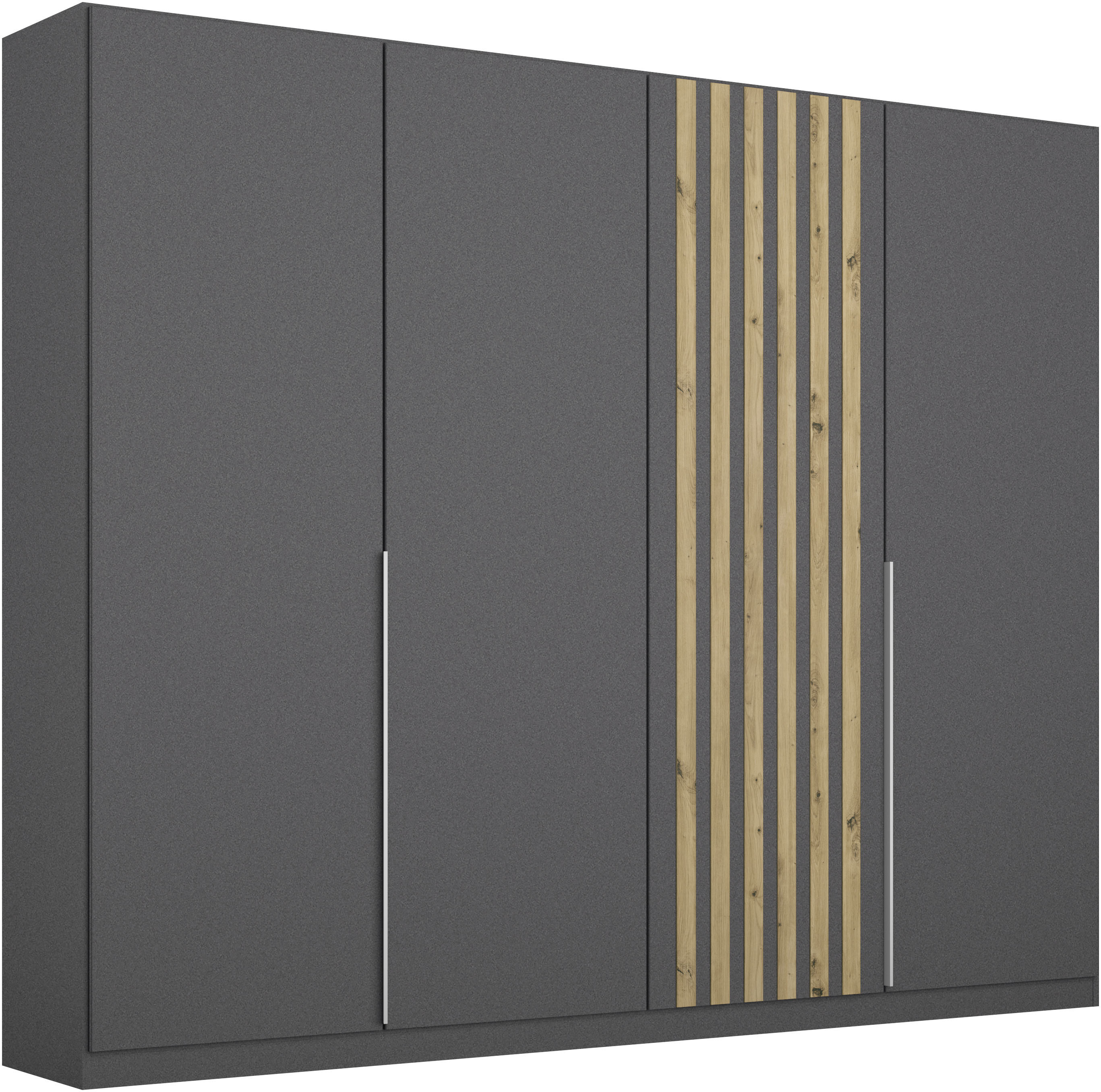 rauch Drehtürenschrank "Kleiderschrank Schrank Garderobe Breiten 181/226/271 cm LAMELLA" 3 verschiedene Ausstattungen BASIC/CLASSIC/PREMIUM (inkl. SOFT-CLOSE), elegante Lamellen-Auflage in 3D Akustikpaneel Optik MADE IN GERMANY