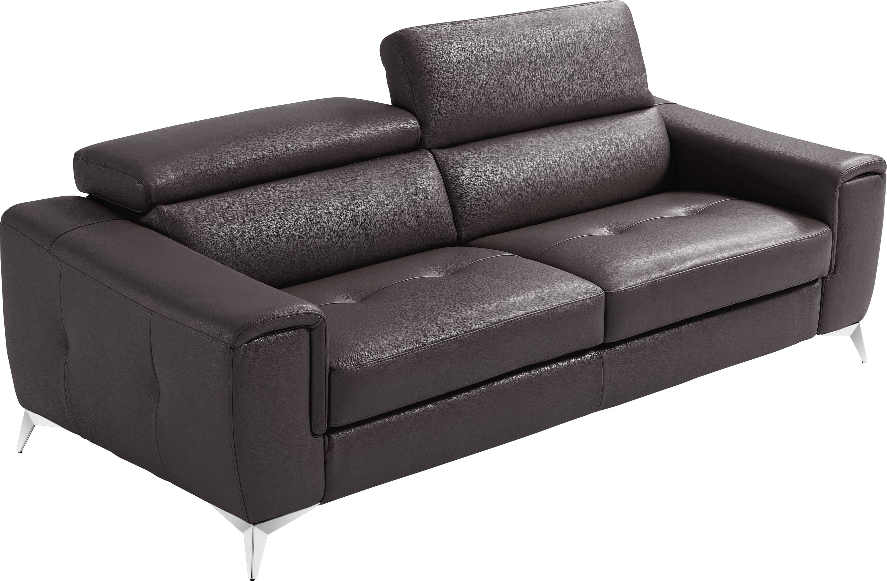 Egoitaliano Schlafsofa "Francine Designsofa, Loungesofa mit Dauerschlaffunktion, Breite 233 cm" mit Bettfunktion, Leder BULL, schwarz, Fußfarbe chrom