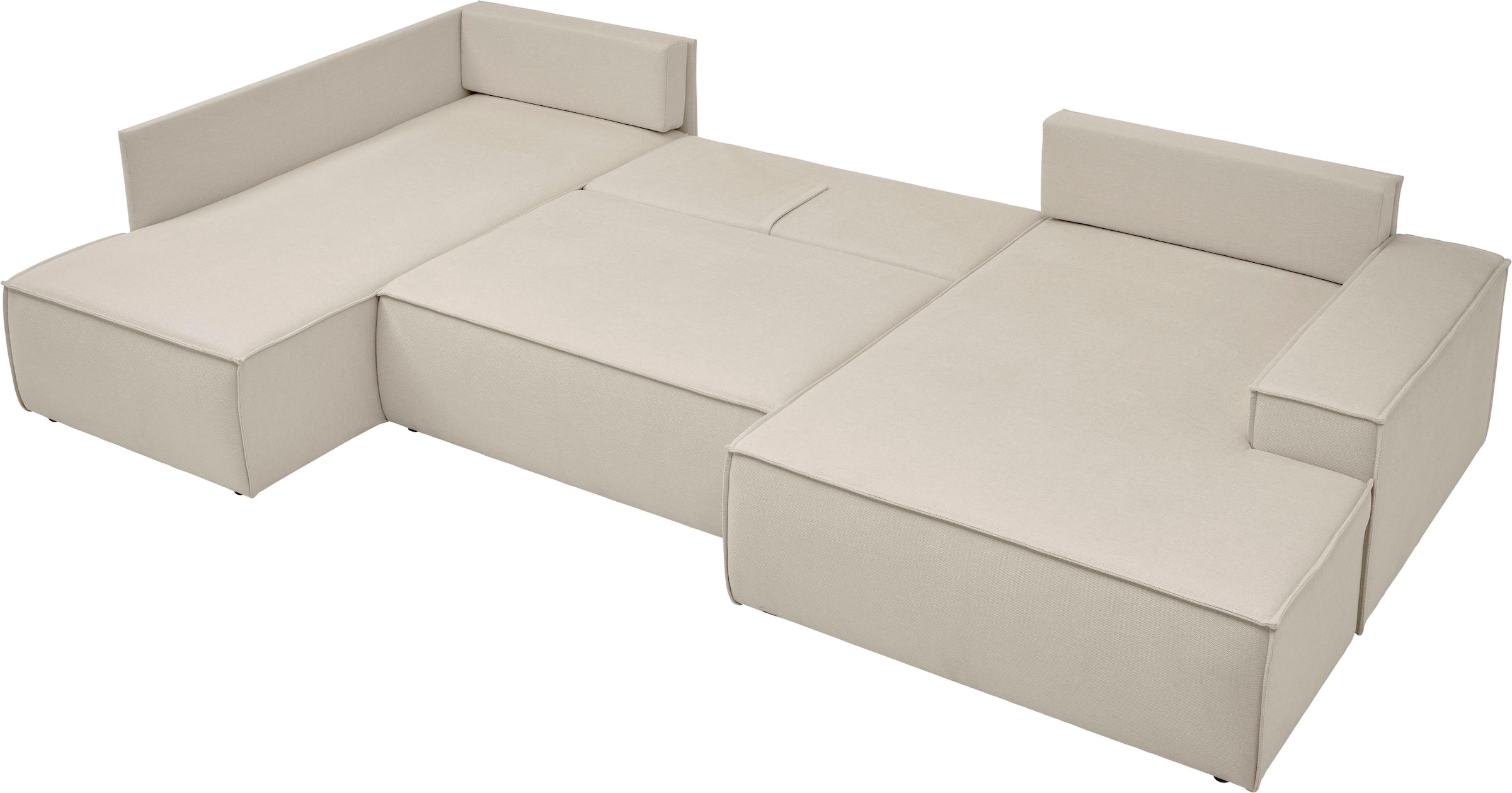 andas Wohnlandschaft »FINNLEY U-Form XXL 329 cm, Schlafsofa, Schlaffunktion m. Bettkasten«, (194/139 cm), Bouclé, Struktur und Cord