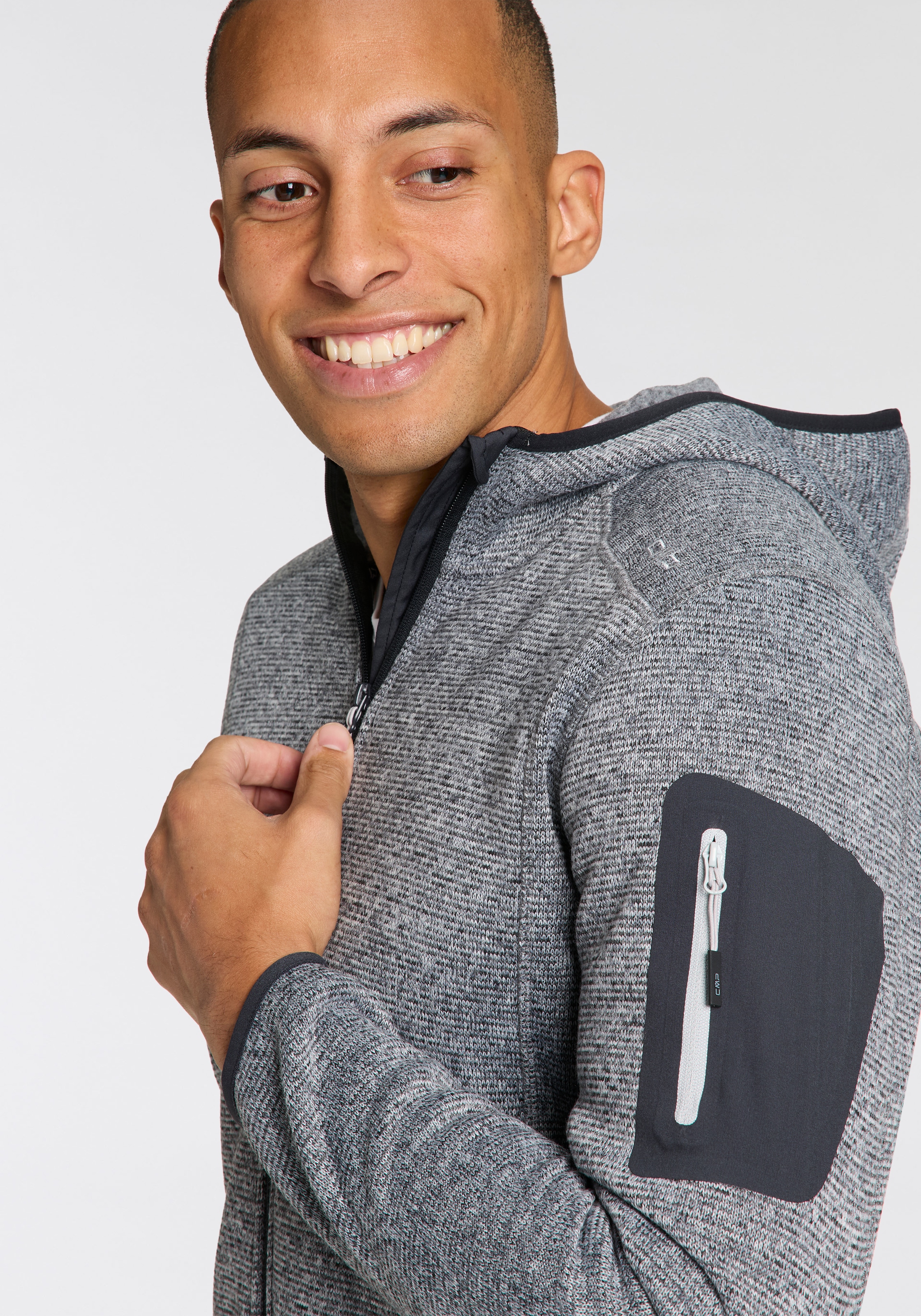 CMP Strickfleecejacke »MAN JACKET FIX HOOD«, (1 St.), mit Kapuze