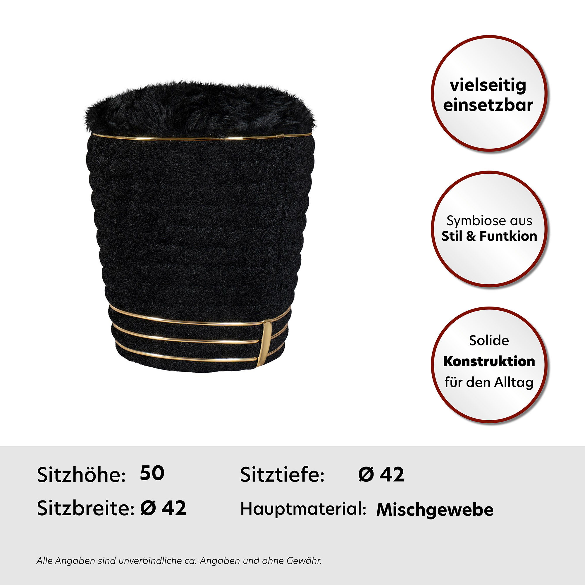 Thumbnail - Kayoom Sitzhocker "Hocker Doric, trendiger Look, ästhetische Farbgebung, schöne Steppung", (1 St.), komfortabel, hochqua...
