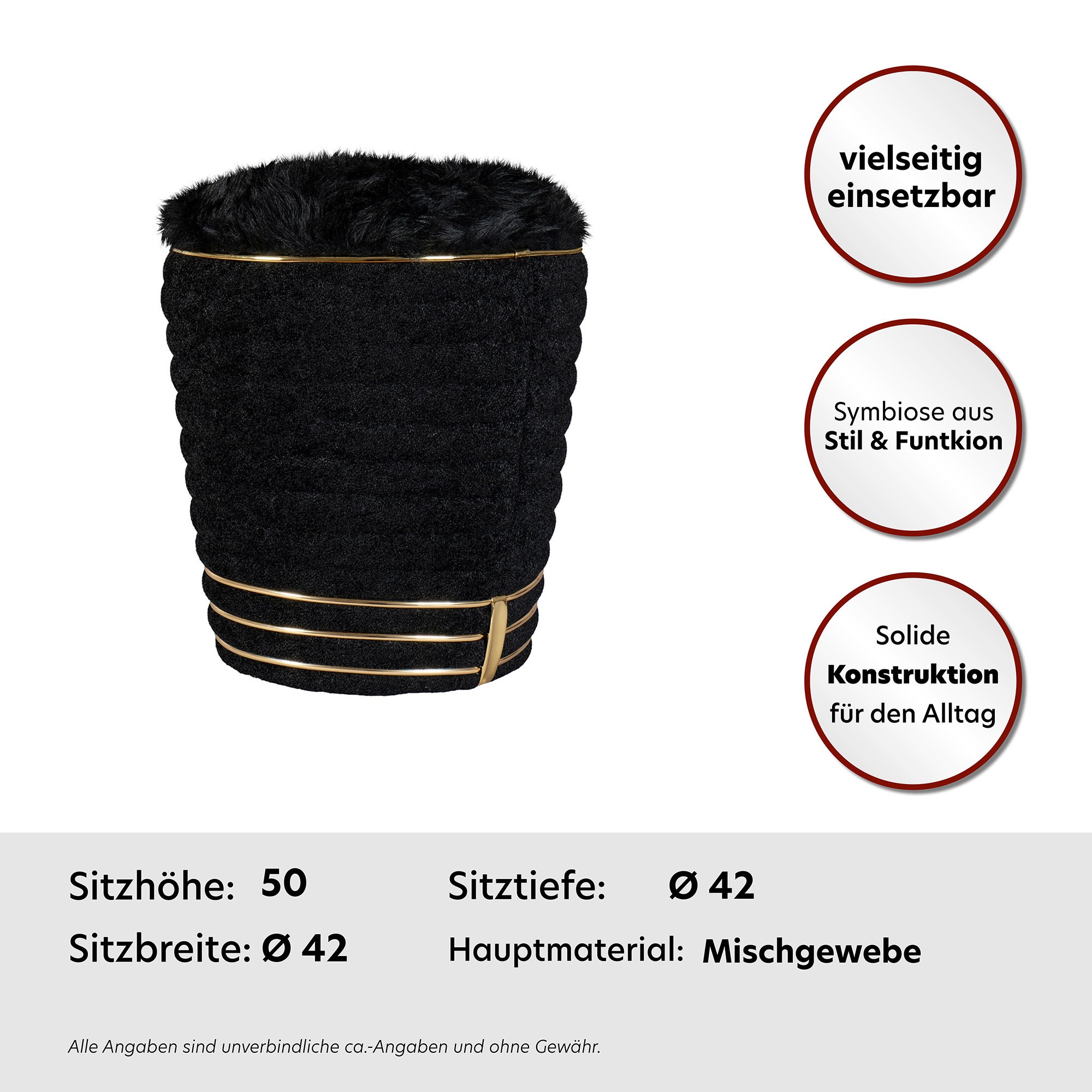 Thumbnail - Kayoom Sitzhocker "Hocker Doric, trendiger Look, ästhetische Farbgebung, schöne Steppung" 1 Stk. tlg. komfortabel, hochq...