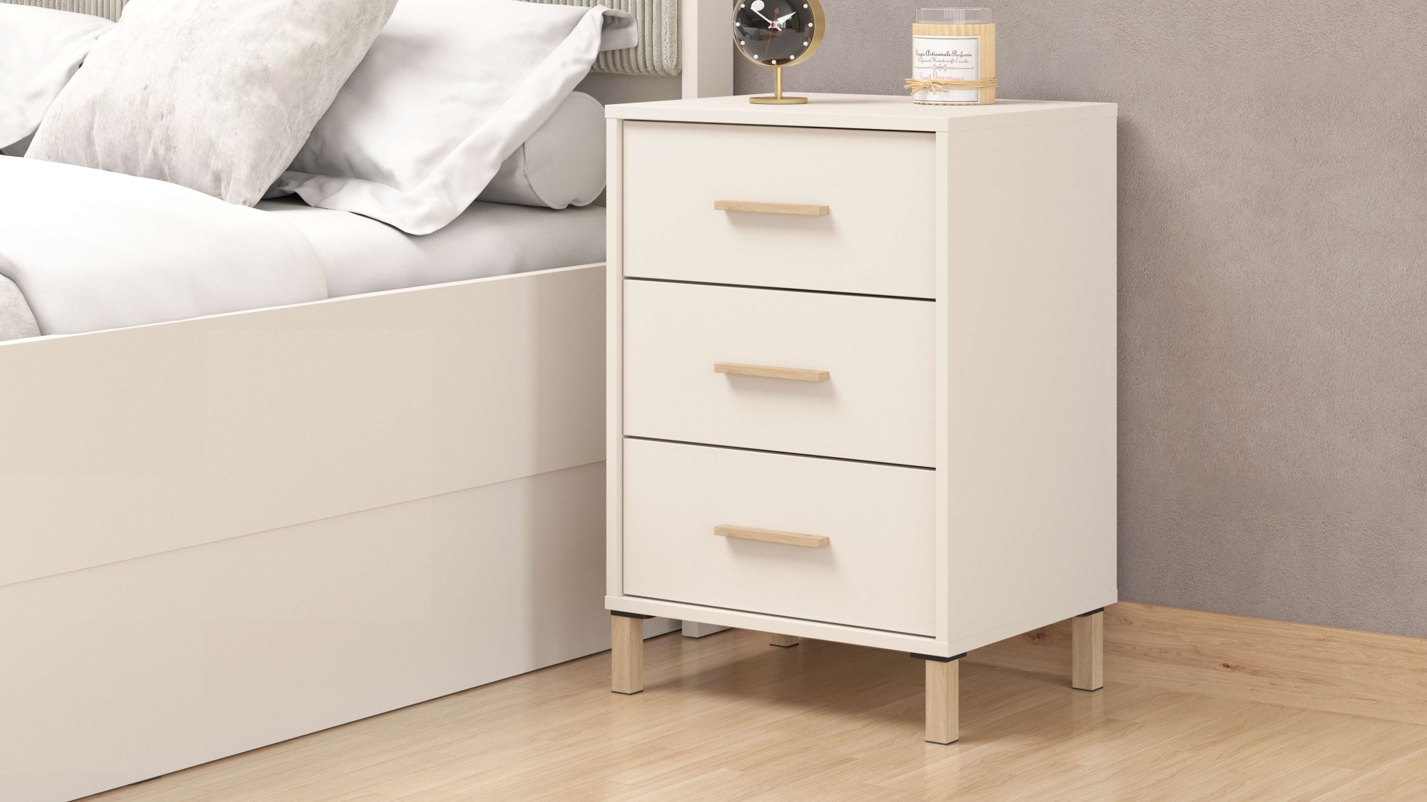 Home affaire Nachtkommode »Belfort Nachtschrank Nachttisch Made in Europe«, mit 2 oder 3 Schubladen, FSC®-zertifizierter, Trendfarbe cashmere