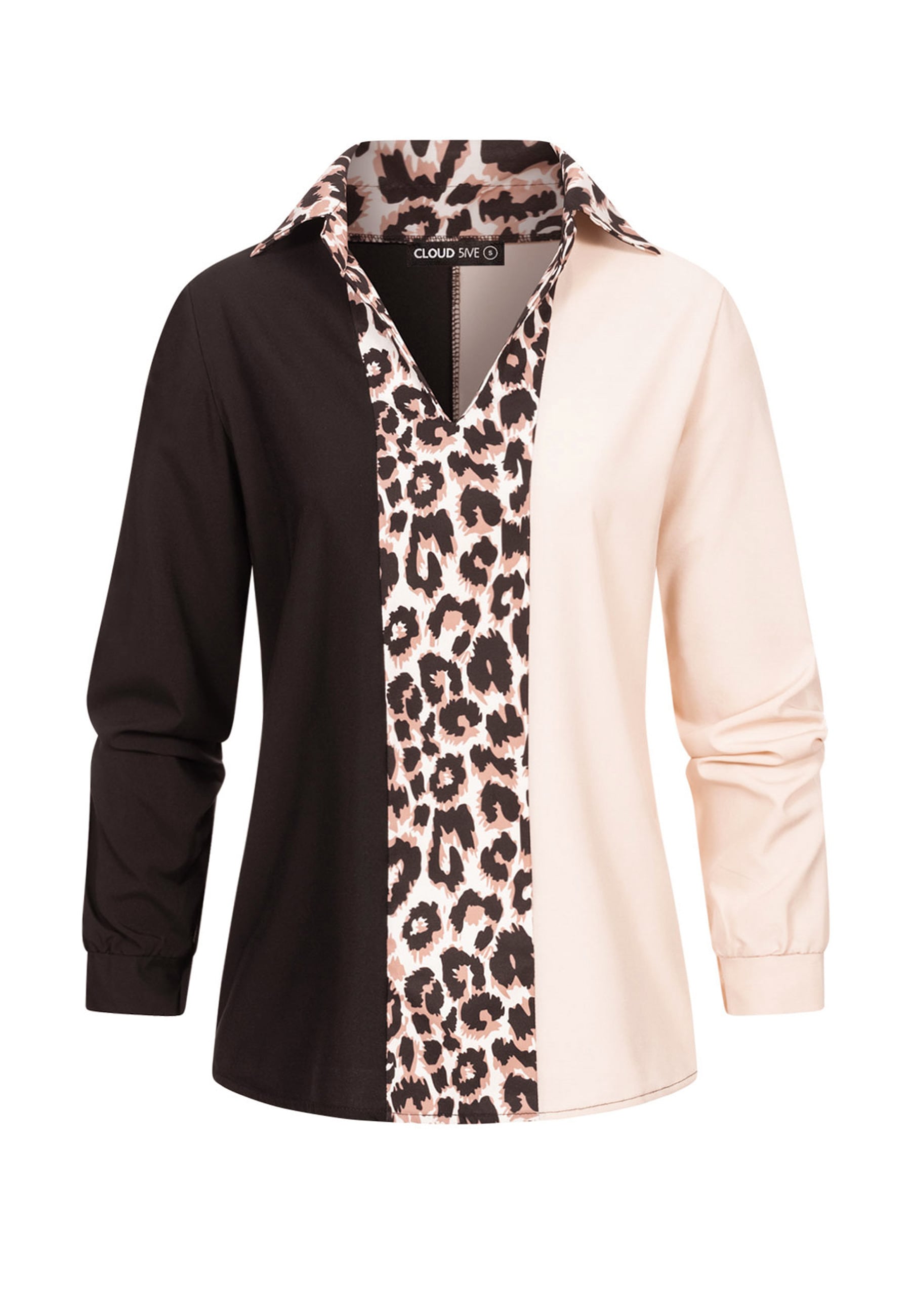 CLOUD 5IVE T-Shirt "CLOUD 5IVE Colorblock Bluse mit Leo Print Streifen" 1