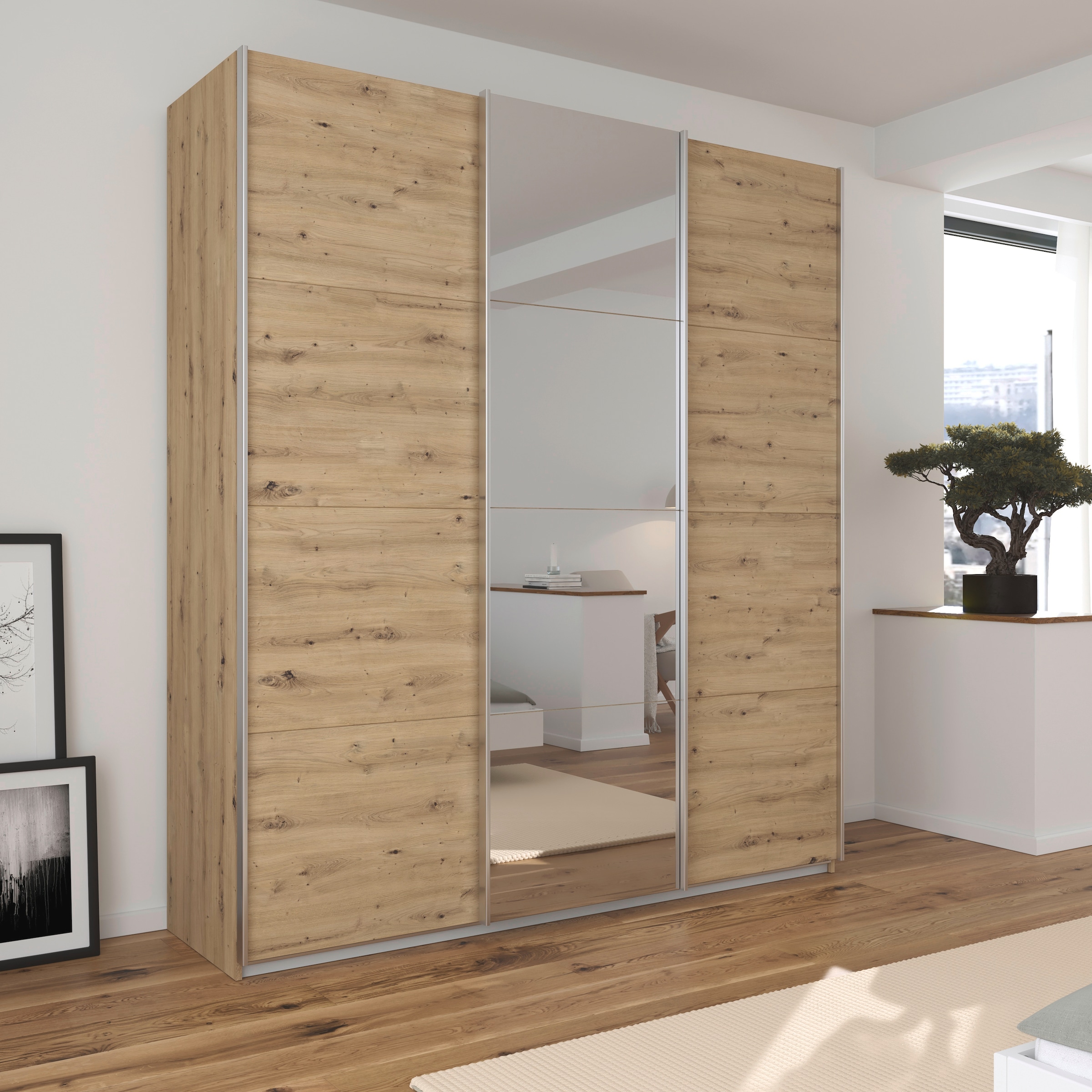 rauch Schwebetürenschrank »Kleiderschrank Schrank Garderobe AGORDO«, Top Innenausstattung, in 4 Breiten und 2 Höhen MADE IN GERMANY