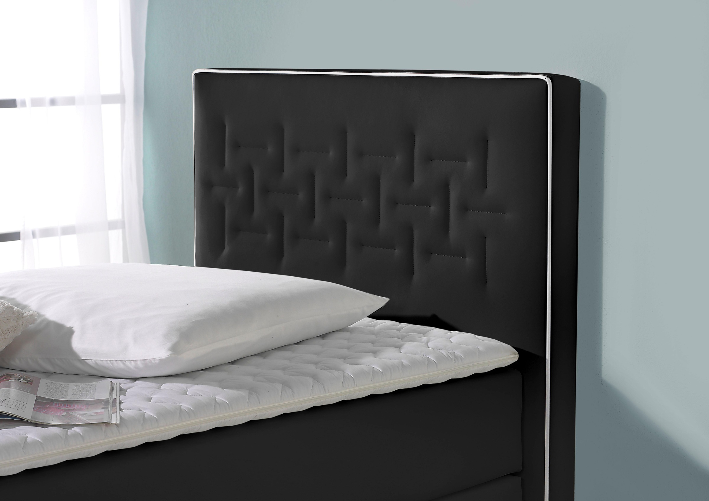 INOSIGN Boxspringbett »Coos«, mit besonderer Steppung im Kopfteil, 3 Matratzenarten, 2 Härtegrade